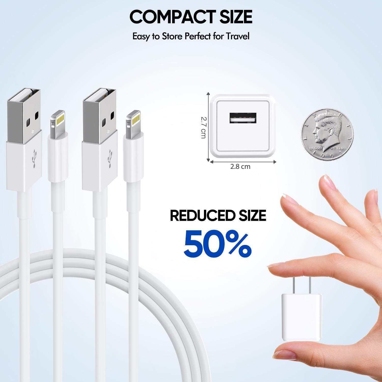 Apple MFi Certified iPhone Charger 2 Pack - 10ft Lightning Cable with USB Wall Charger Block, Fast Charging & Data Sync for iPhone 13/12/11 Pro/SE/XS/X/XR/8/7, iPad & AirPods - Perfect for Home, Office & Travel Use