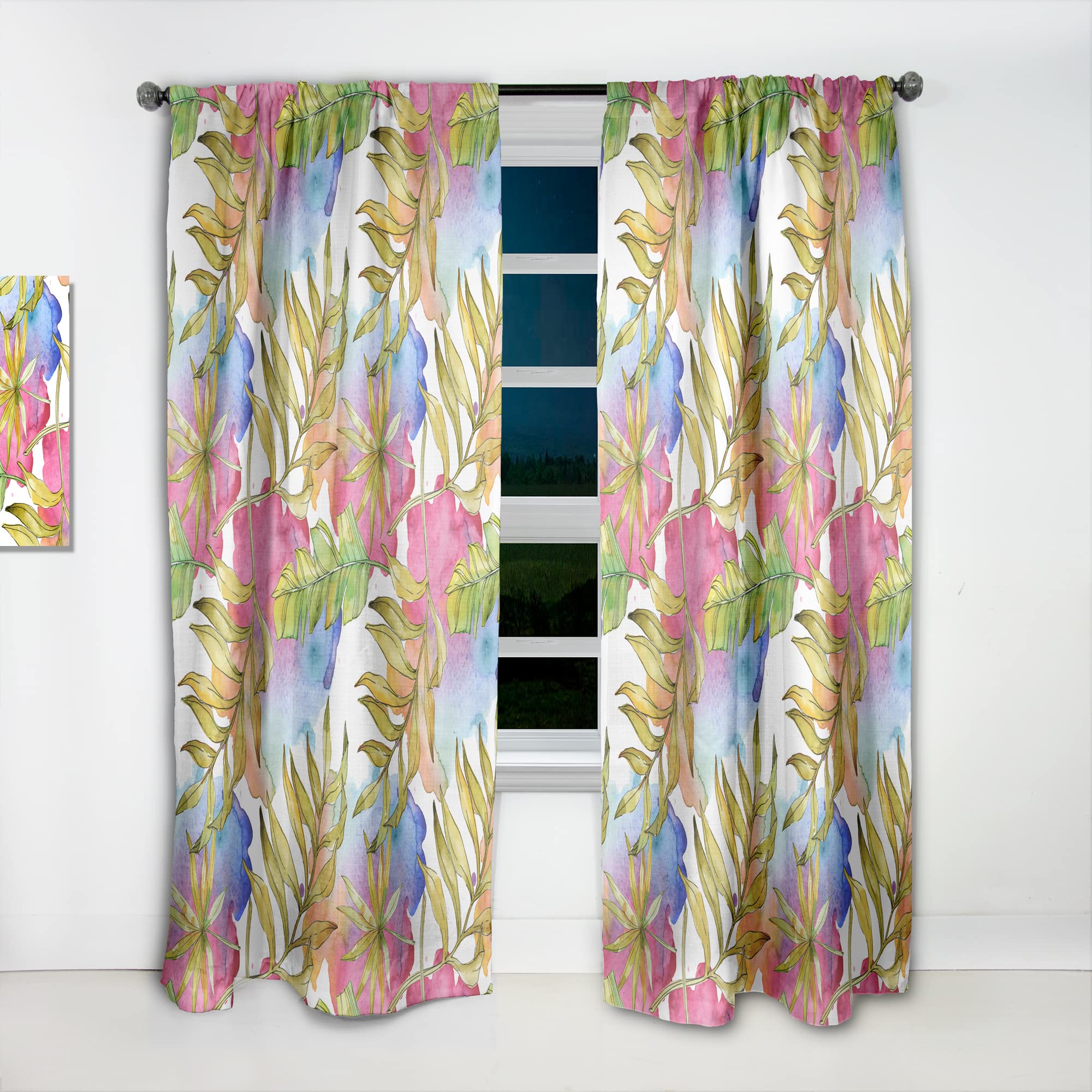 DesignQ Thermal Insulated Single Panel Curtains - Tropical Foliage IV Print - 52x84 Inches - Blackout Drapes for Bedroom & Living Room - Perfect for Home Decor, Privacy & Temperature Control
