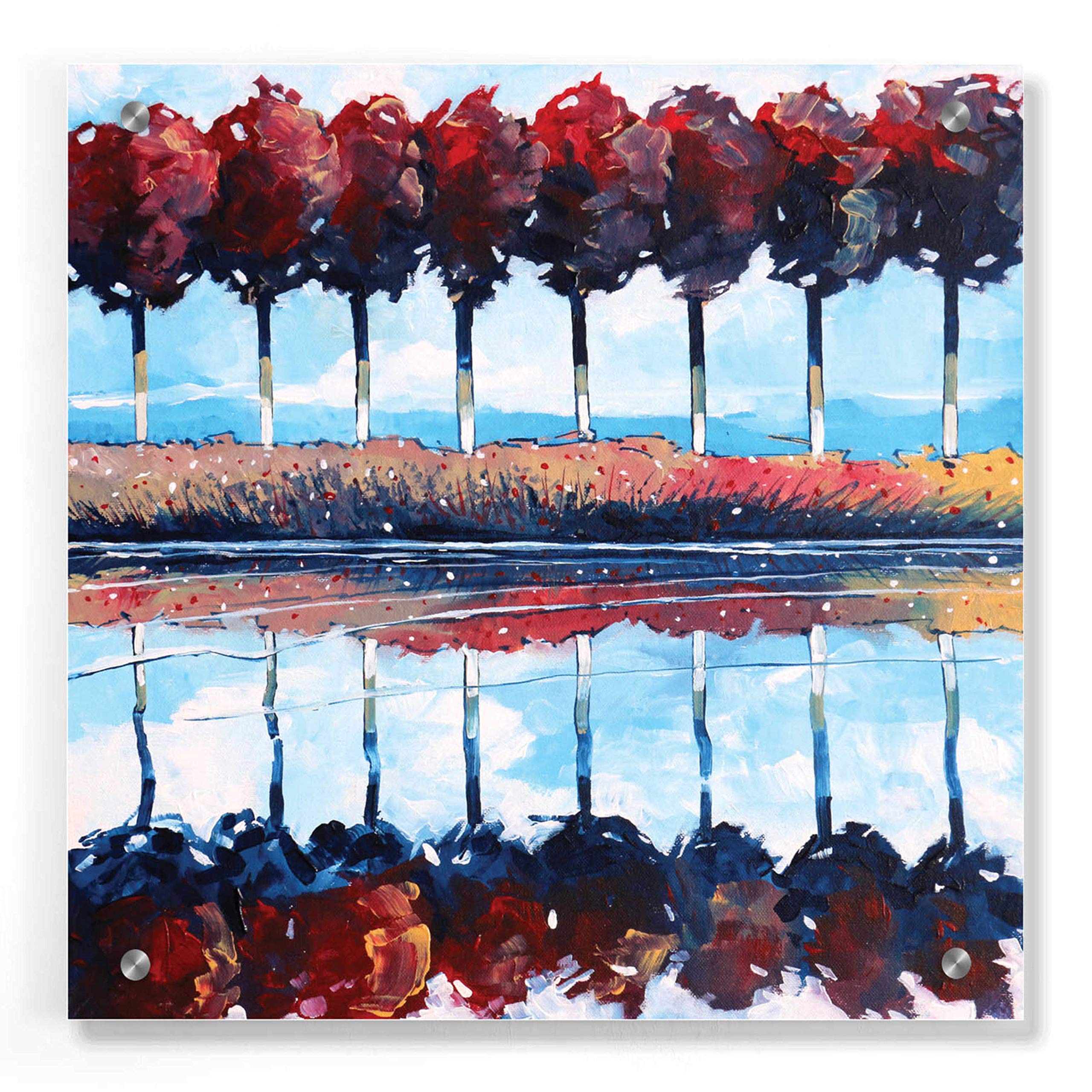 Stuart Roy 'Pink Trees I' Acrylic Glass Wall Art - 36x36 Inch Modern Abstract Painting for Living Room, Bedroom & Office Decor