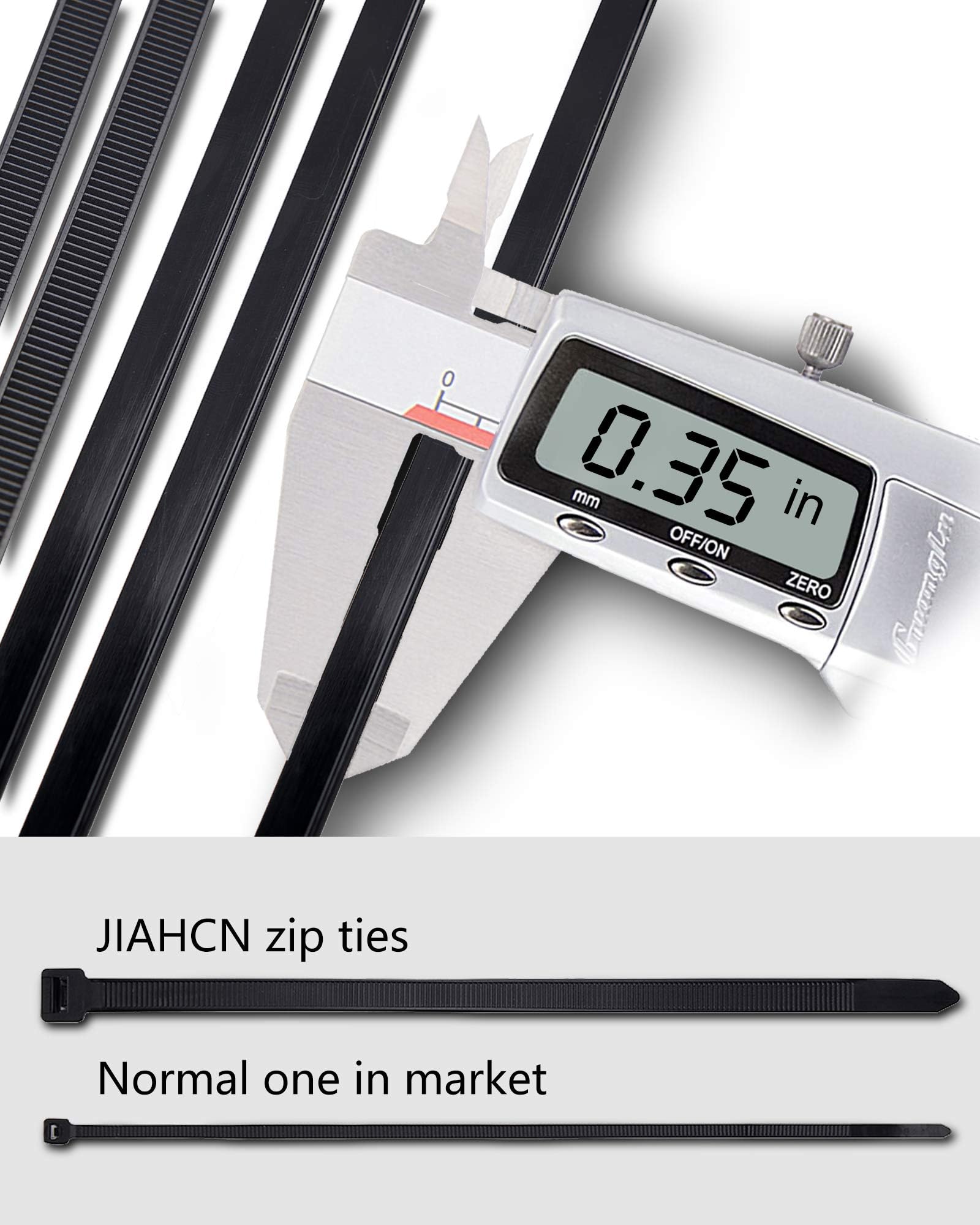 16 Inch Heavy Duty Black Cable Ties (100 Pack) - 200lb Strength, UV Resistant, Industrial Grade Zip Ties for Signs, Wires, Bundling & Outdoor Use