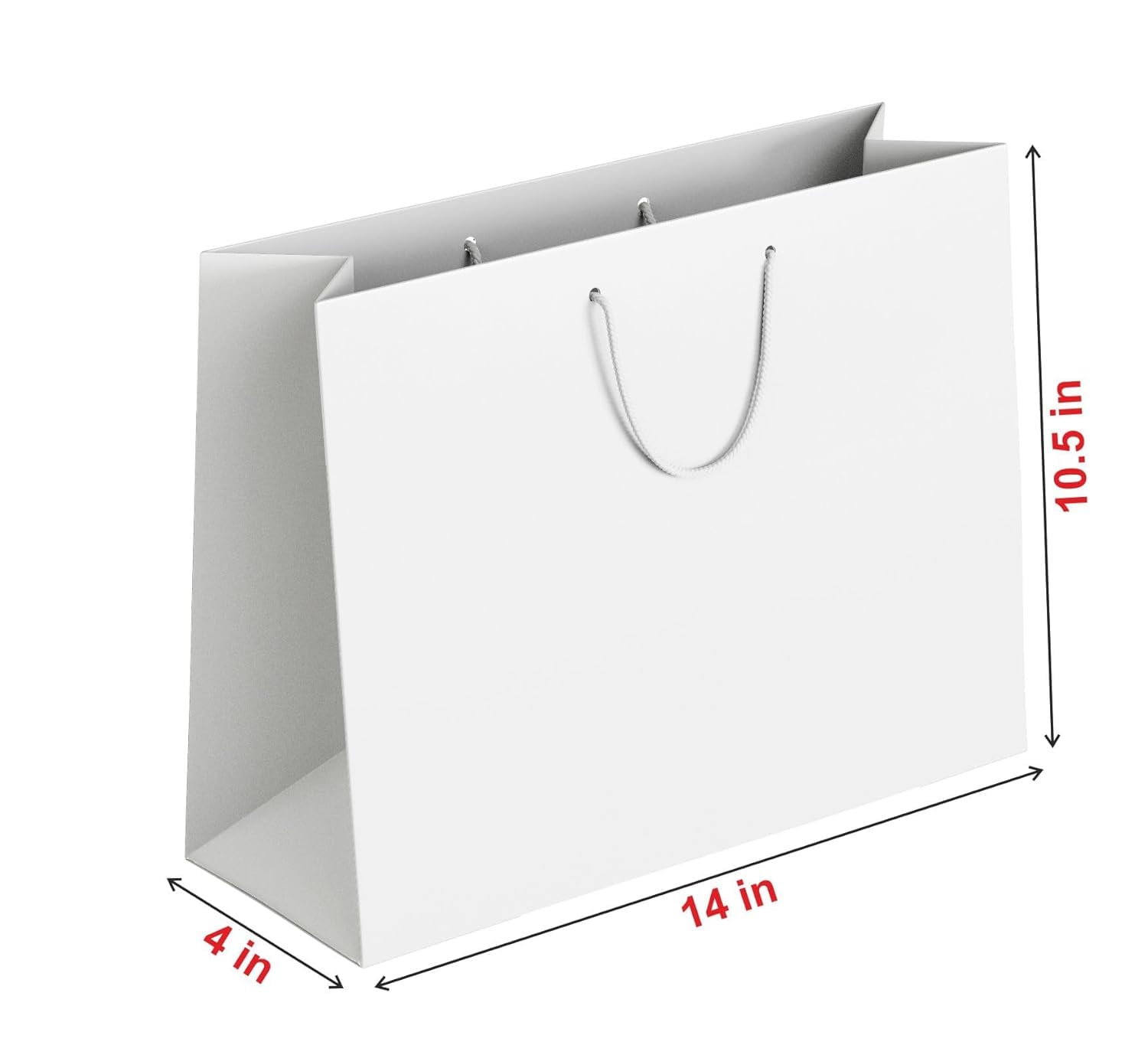 Apex Graphics White Plain Gift Bags - Large 14x10.5x4 Inch Paper Bags for Wedding, Birthday, Kids Party, Return Gifts - Pack of 5 - Perfect for Party Favors, Gift Wrapping & Retail Packaging
