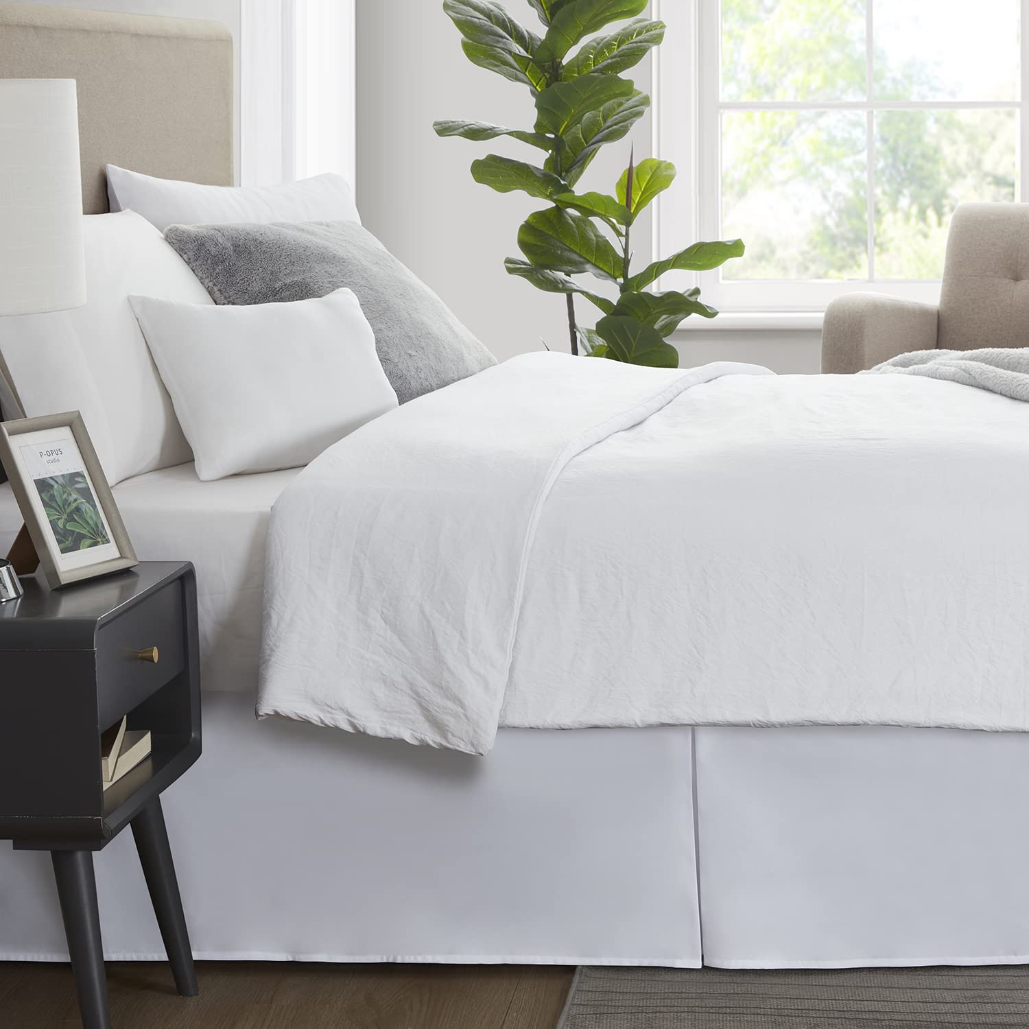 Nestle White King Size Bed Skirt - 14 Inch Drop Brushed Microfiber Bedskirt with Hotel-Quality Pleats | Shrink & Fade Resistant | Perfect for Luxury Bedrooms & Hotel Decor