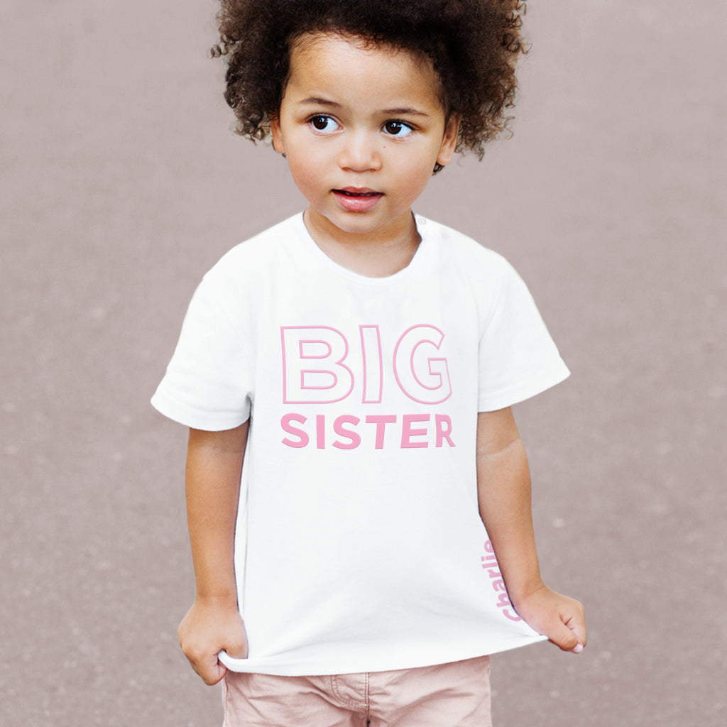 Custom Big Sister T-Shirt - Short Sleeve Cotton Tee for Siblings - Perfect for Family Reunions & Birthday Gifts
