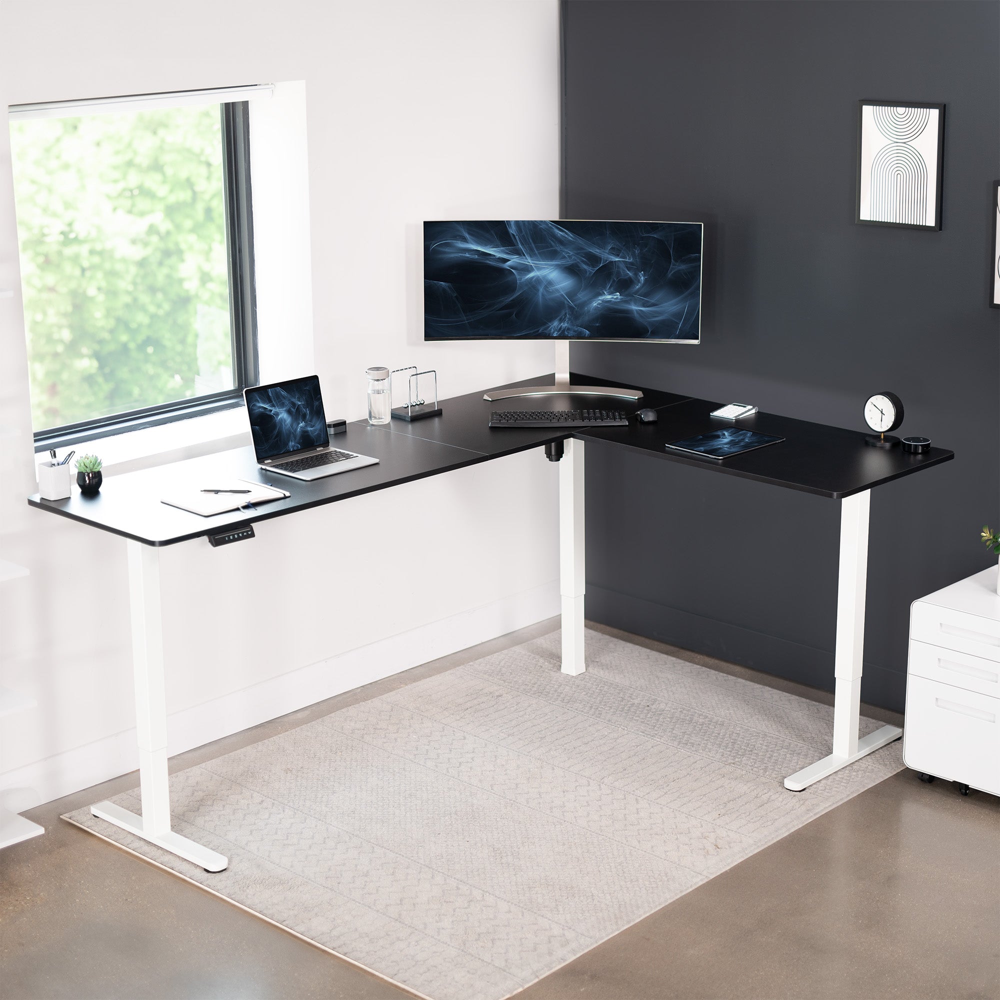 E3 Series Corner Electric Standing Desk - Adjustable Height Home Office Desk for Work & Study | Perfect for Small Spaces & Ergonomic Workspaces