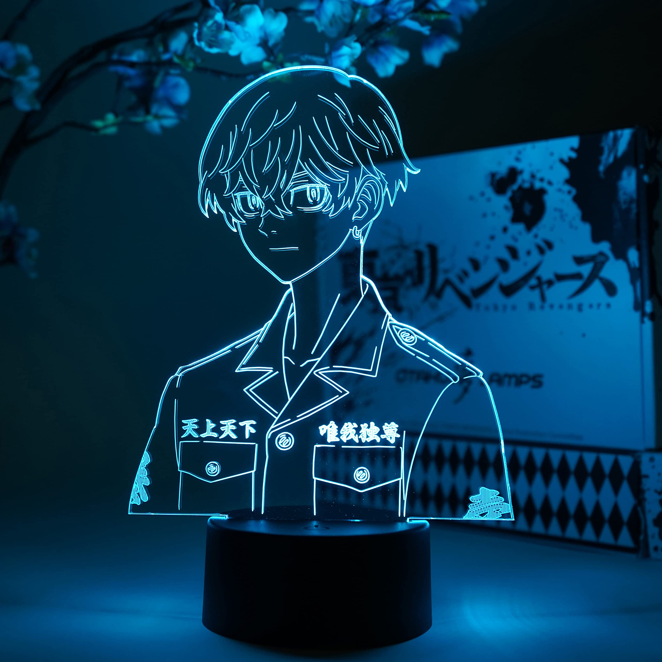 Chifuyu Bust Otaku Lamp - Tokyo Revengers Anime Night Light with 16 Color RGB LED & Remote Control - 3D Anime Room Decor Gift for Fans - Perfect for Bedroom, Gaming Room, and Anime Themed Parties