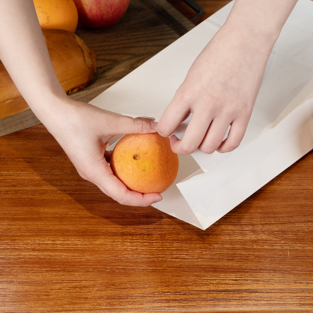 White Paper Bags 12 lb - 7 x 4.25 x 12.5 Inches - Pack of 100 - Kraft Shopping Bags for Retail, Grocery & Gift Packaging
