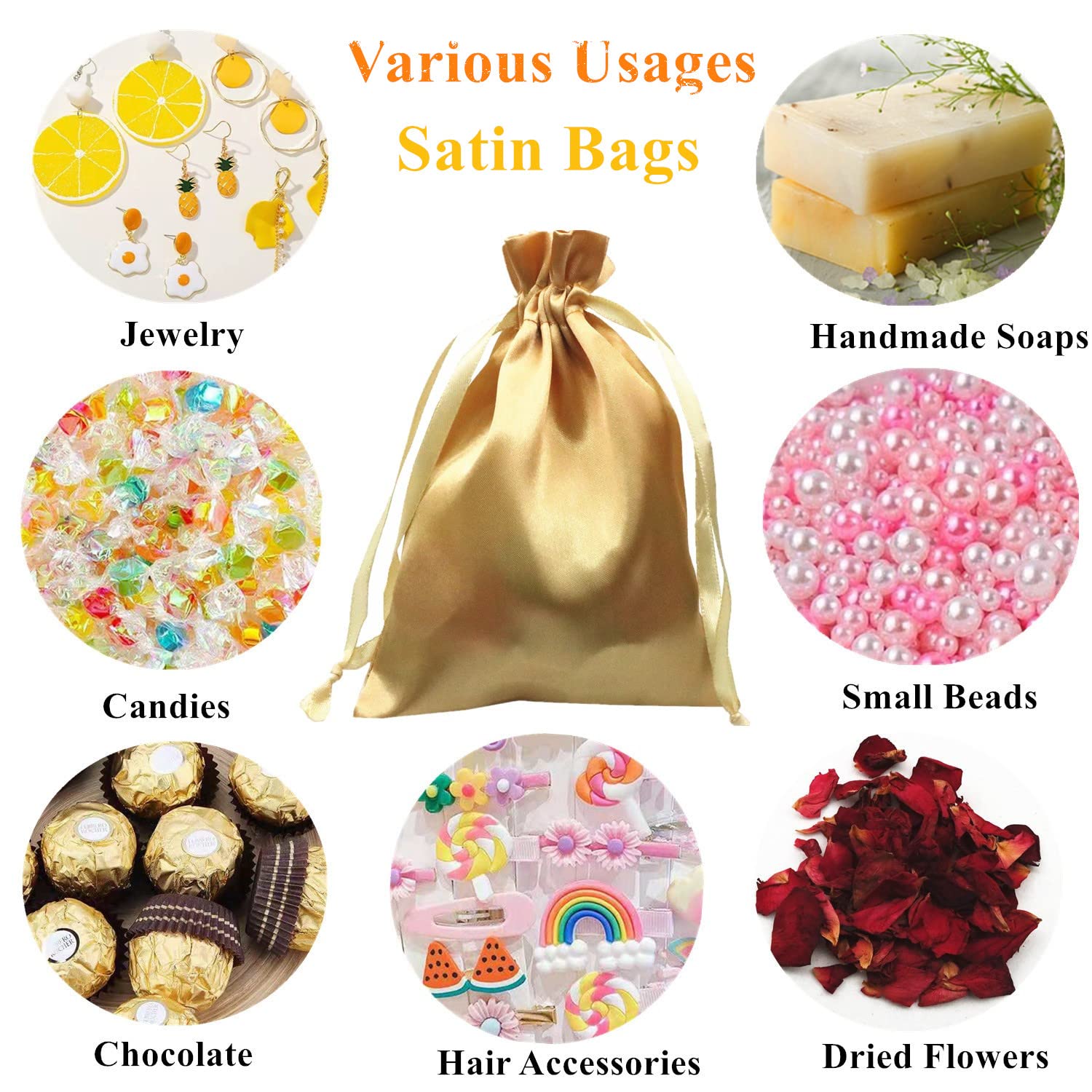 35 Pack 5x7 Inch Satin Drawstring Gift Bags - Premium Silk Jewelry Pouches, Party Favor Bags for Christmas, Weddings & Special Occasions (Gold) - Perfect for Jewelry, Cosmetics, Wedding Favors & Holiday Gifts