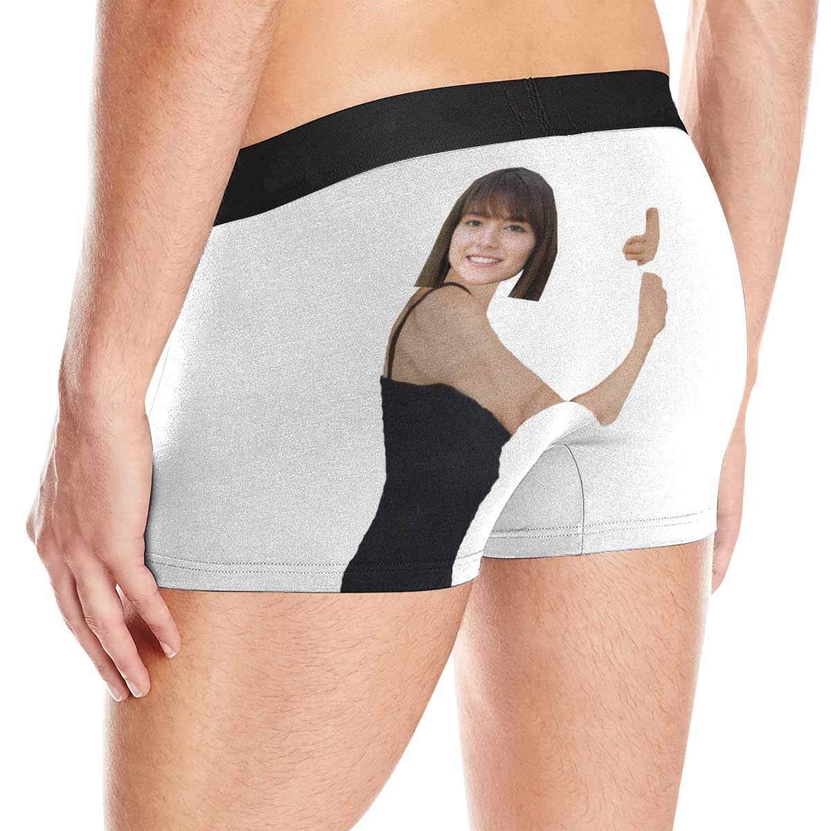 Custom Girlfriend Face Print Men's Boxer Briefs - Funny Novelty Underwear for Couples, Gifts & Everyday Comfort