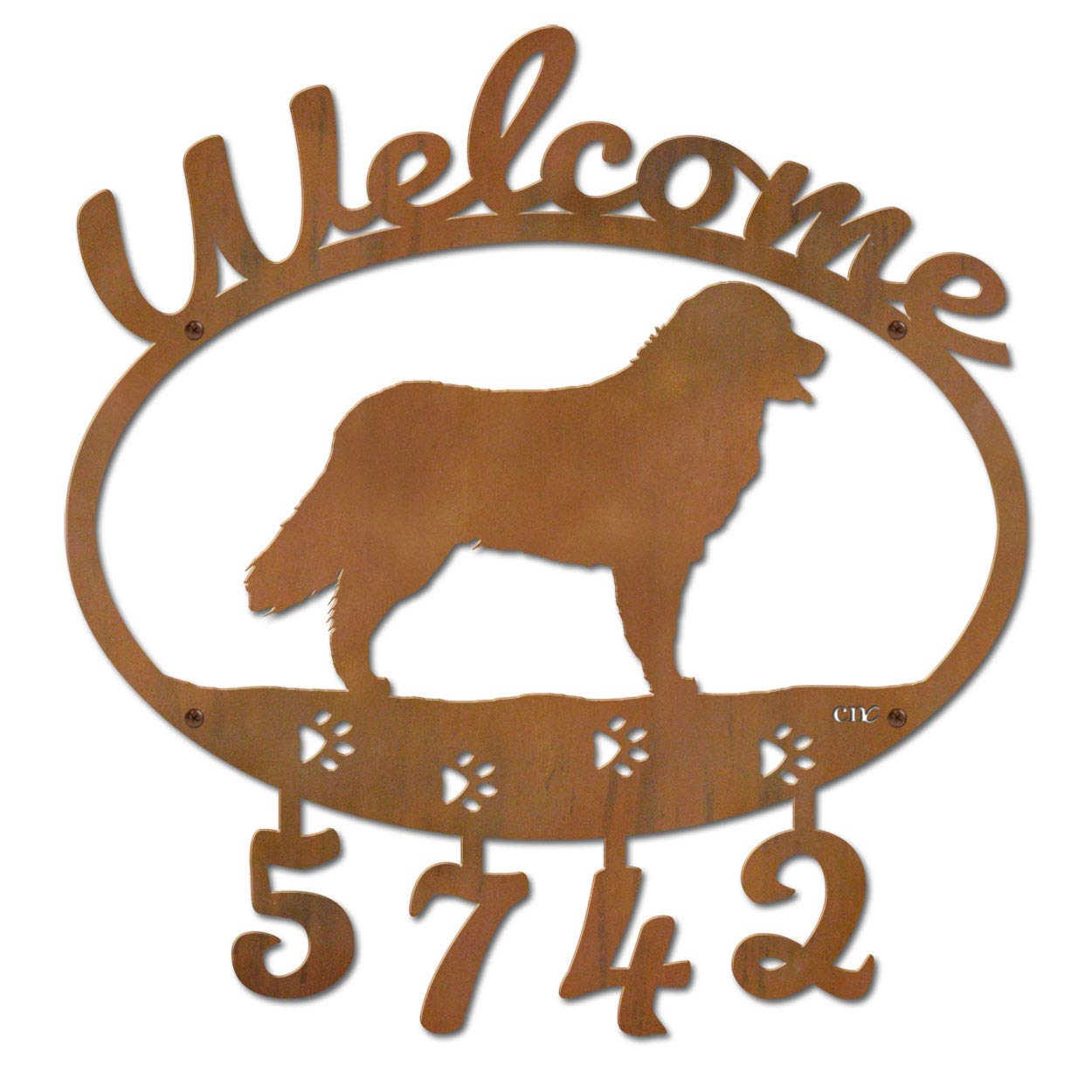 Custom Personalized Bernese Mountain Dog Metal Welcome Sign - 22 Inch Address Numbers for House & Garden Decor - Perfect for Pet Lovers & Outdoor Home Entryway