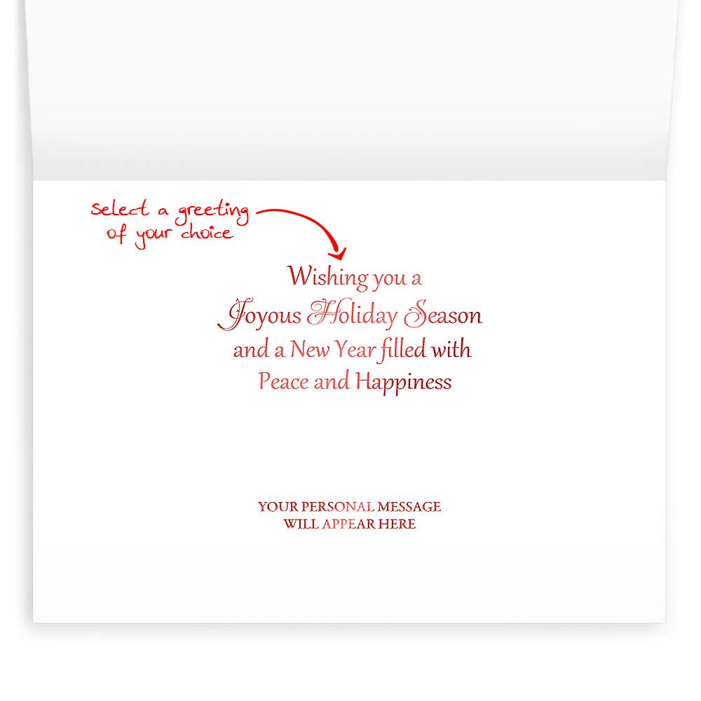 25 Personalized Christmas Greeting Cards with Foil-Lined Envelopes - Elegant Red Ribbon Gift for Business Clients & Holiday Parties - Perfect for Corporate Gifting, Family Holiday Cards & Christmas Party Favors