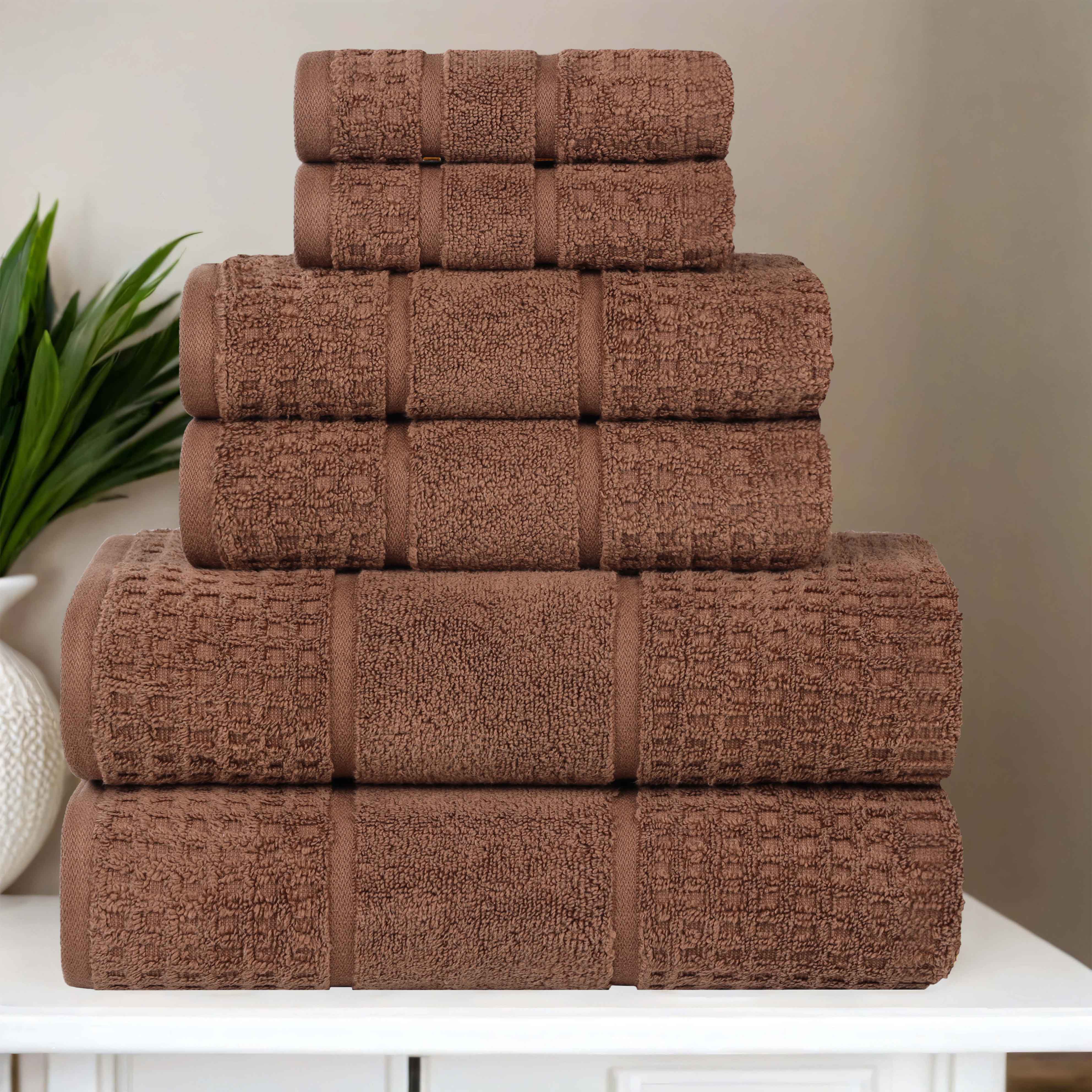 Premium 6-Piece Zero Twist Cotton Waffle Towel Set - Ultra Soft & Absorbent Honeycomb Weave Bath Towels for Spa, Gym & Luxury Home Use