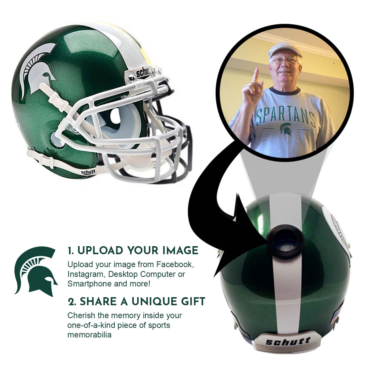 Michigan State Spartans College Football Collectible Mini Helmet with Display Stand - Perfect for Fans, Collectors & Game Room Decor