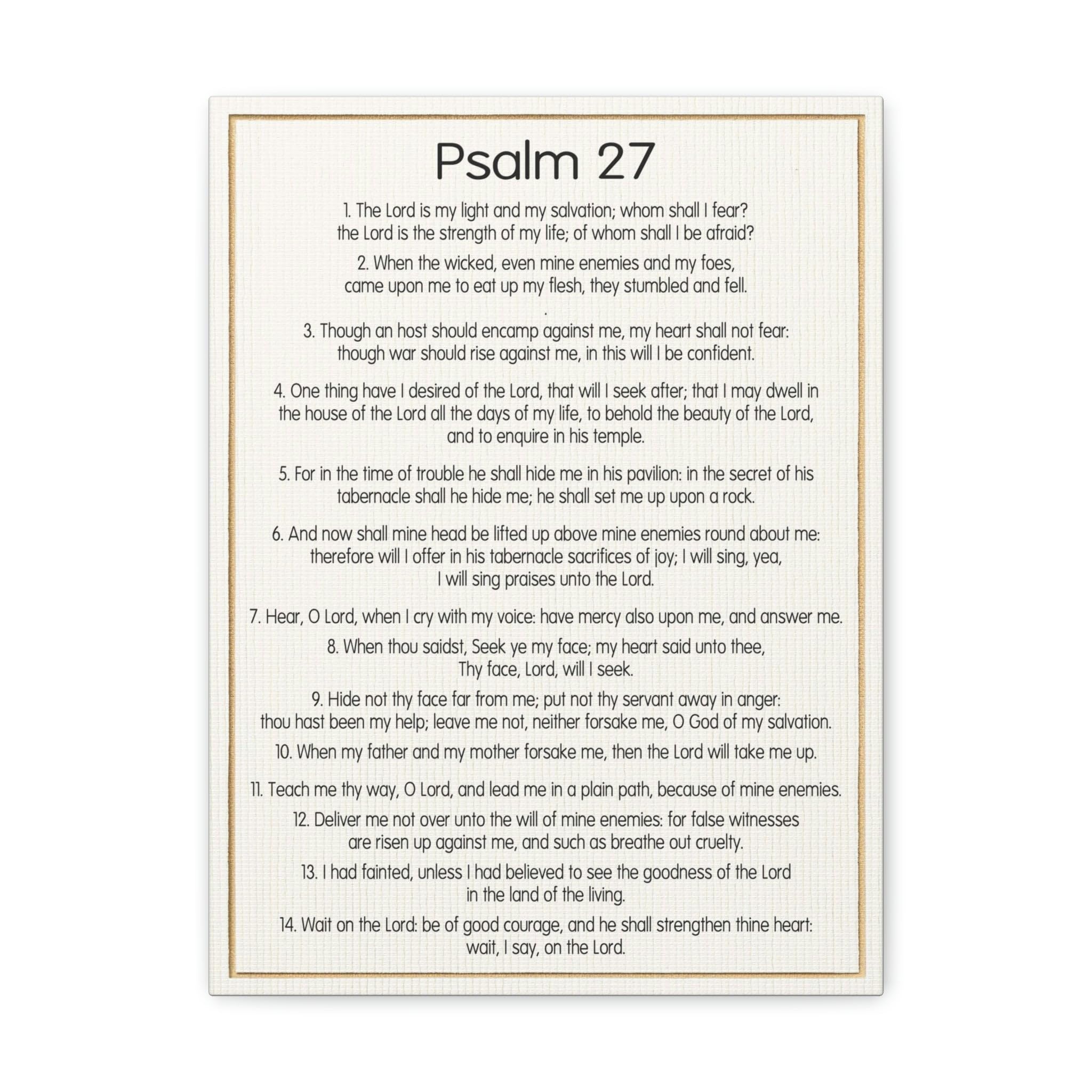 Bible Verse Canvas Art - Psalm 27 Fearless Trust in God - Christian Wall Decor for Home, Office & Church - Inspirational Scripture Gift for Faith & Encouragement