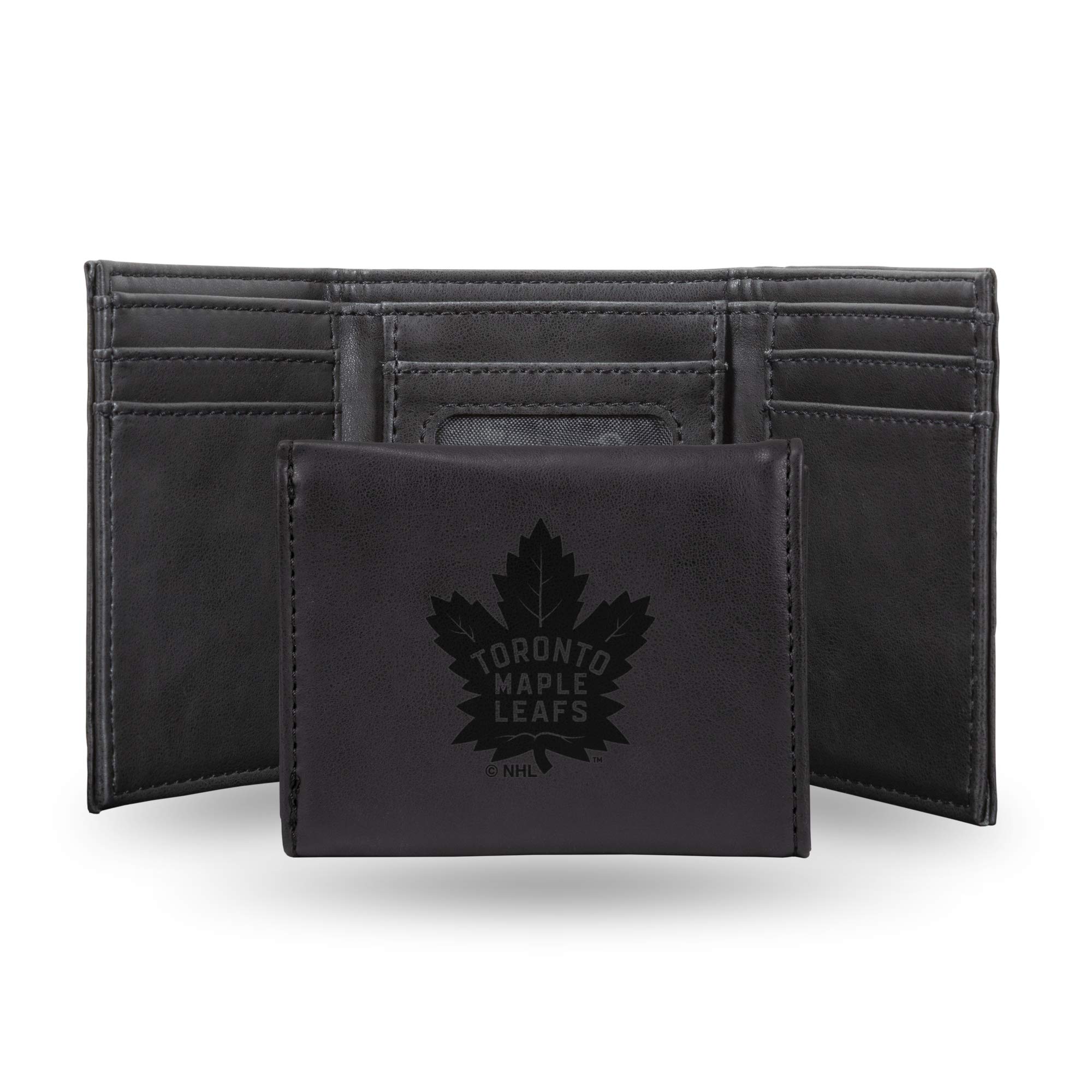 Laser Engraved NHL Toronto Maple Leafs Tri-Fold Wallet - Premium Black Leather Wallet for Men - Perfect for Hockey Games, Travel & Everyday Use