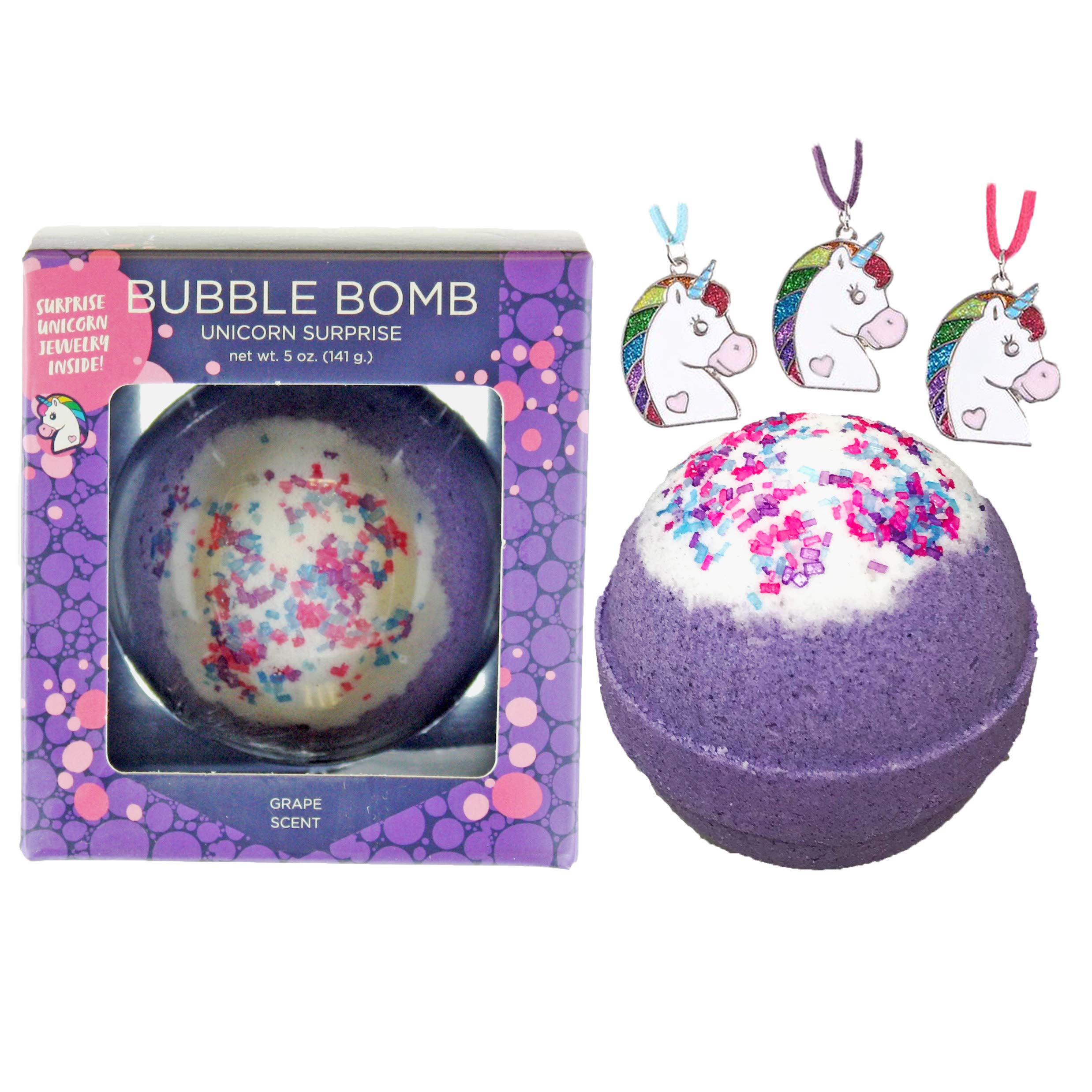 Two Sisters Unicorn Bubble Bath Bomb with Surprise Kids Necklace - 99% Natural Fizzy Bath Soak for Girls, Moisturizes Dry & Sensitive Skin, Releases Color, Scent & Bubbles - Gift Box Included - Perfect for Birthday Parties, Spa Days & Relaxing Bath Time