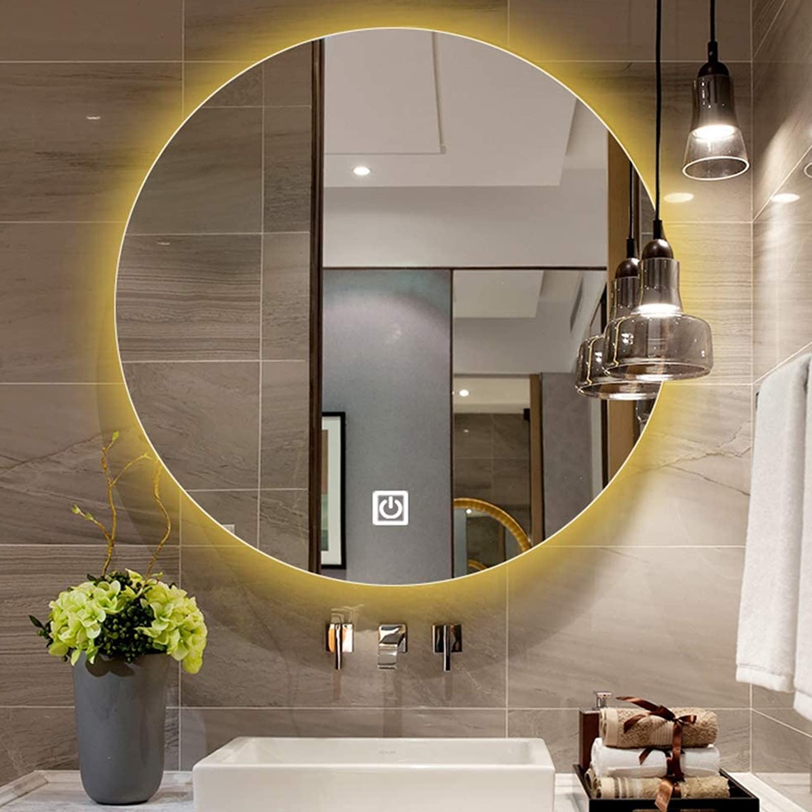 Smart LED Illuminated Bathroom Mirror - Round Wall Mounted Makeup Mirror with HD Waterproof Design for Bedroom, Living Room & Corridor | Perfect for Makeup Application, Shaving & Home Decor