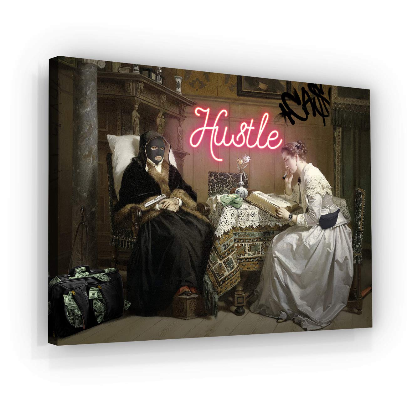 Fellipo Ricci Large Canvas Wall Art - 30x40 Inch Framed Oil Painting Print, Handmade Museum Quality Hustle Cool Artwork for Home Decor, Living Room, Office - Perfect Gift for Housewarming & Interior Design