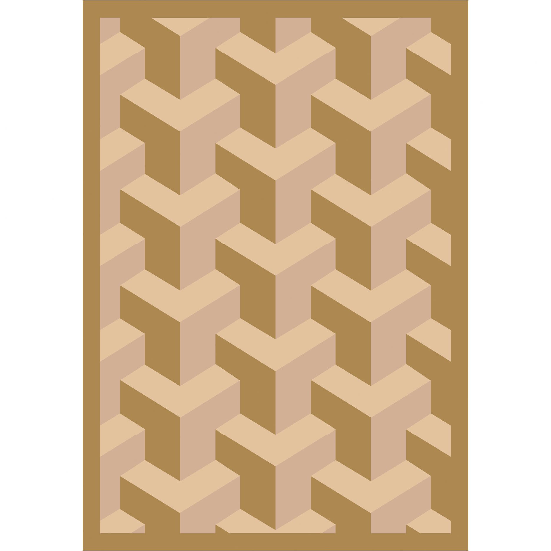 Joy Carpets Kaleidoscope Rooftop Whimsical Area Rugs - Soft Beige Non-Slip Kids Playroom Rug for Nursery, Bedroom & Living Room Decor