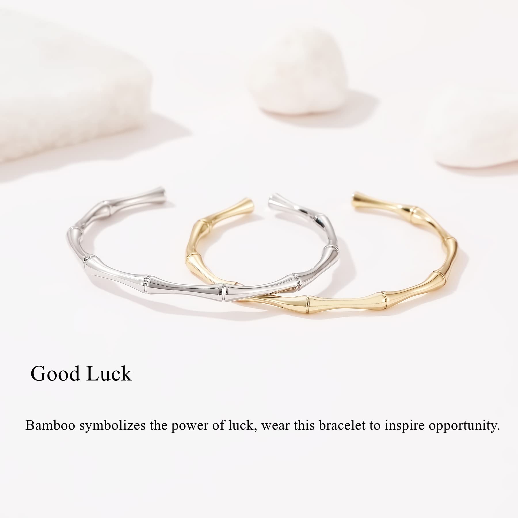 Gold Plated Adjustable Bangle Bracelet for Women - Elegant Bamboo Design Charm Bracelet | Perfect for Casual Wear, Office & Special Occasions
