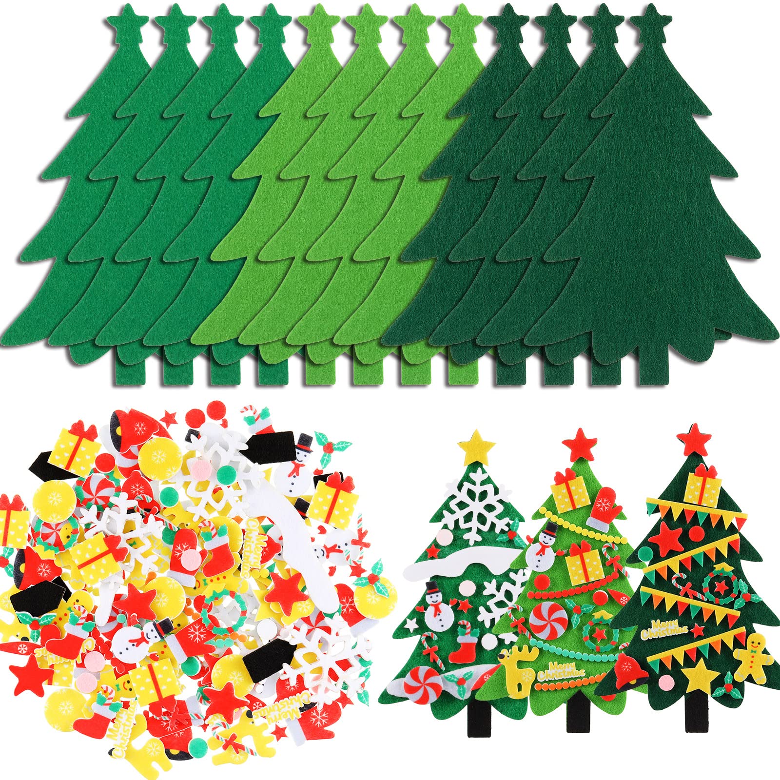 DIY Felt Christmas Tree Kit with 24 Ornaments - Creative Holiday Craft for Kids, Party Favors & Home Decor - Perfect for Classroom Activities, Wall Hangings and Christmas Tree Decorations