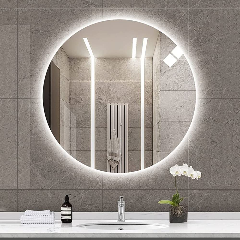 Illuminated LED Bathroom Mirror - Wall Mounted Vanity Mirror with Backlight, Waterproof & Frameless Design - White Light, 50x50cm - Perfect for Makeup, Shaving & Modern Bathroom Decor