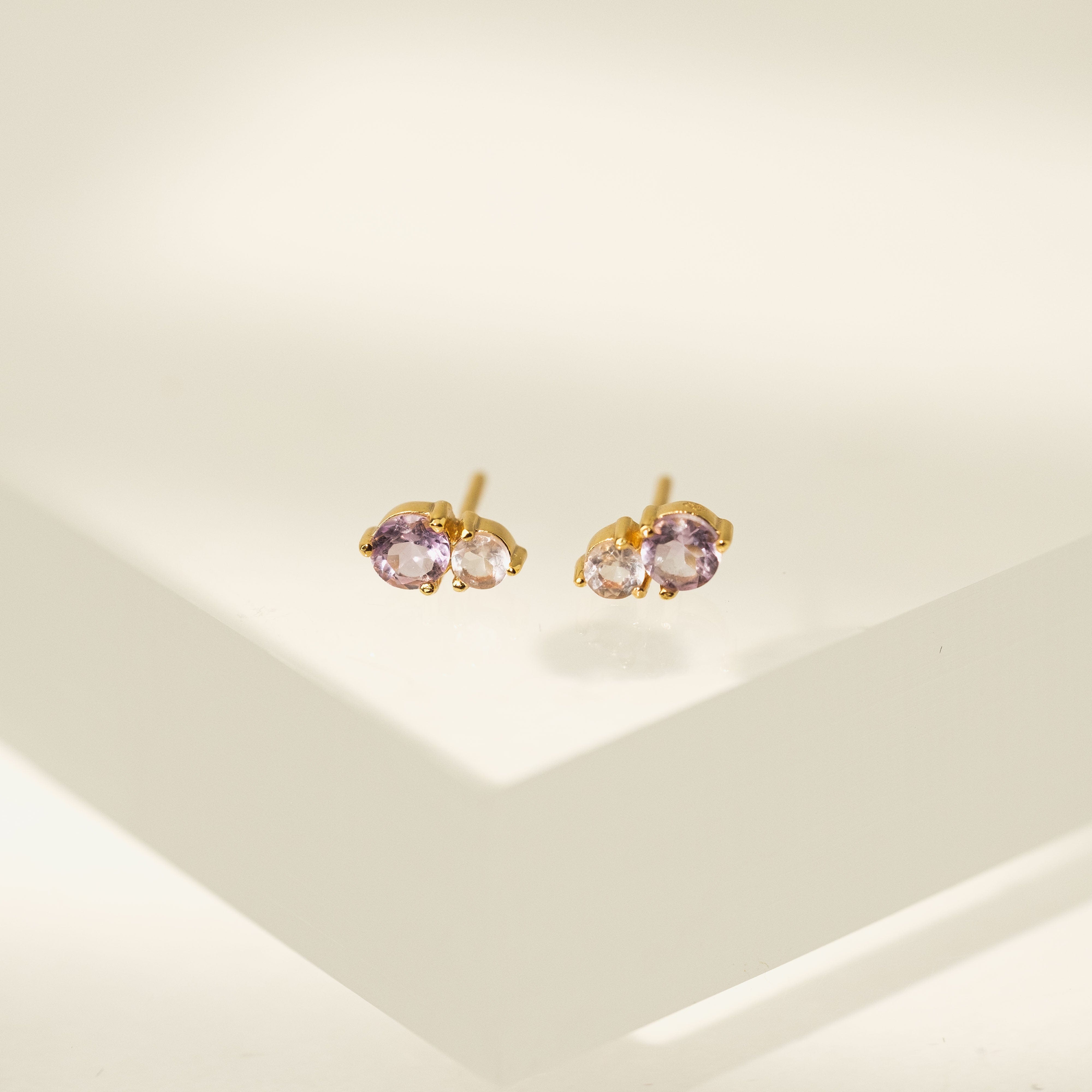 Luma Gemstone Stud Earrings for Women - 14K Gold Plated Cubic Zirconia Earrings | Perfect for Everyday Wear, Gift Giving & Special Occasions