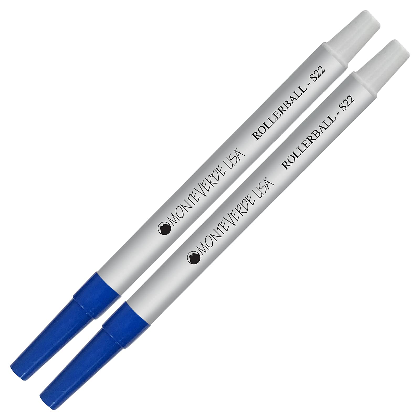 Monteverde S22 Rollerball Ink Refill 2-Pack - Compatible with Sheaffer Style Pens - Blue Fine Tip 0.6mm - Smooth Writing for Office, School & Journaling