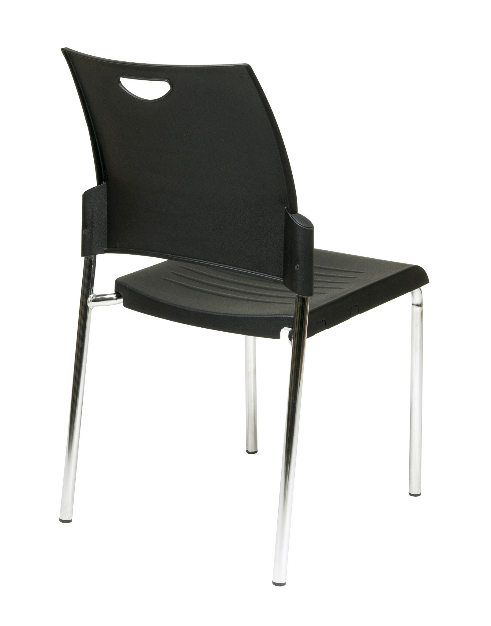 Office Star STC Series Black Plastic Stacking Chairs with Chrome Steel Frame - 4-Pack Set for Conference Rooms, Classrooms & Events | Durable Straight Leg Design