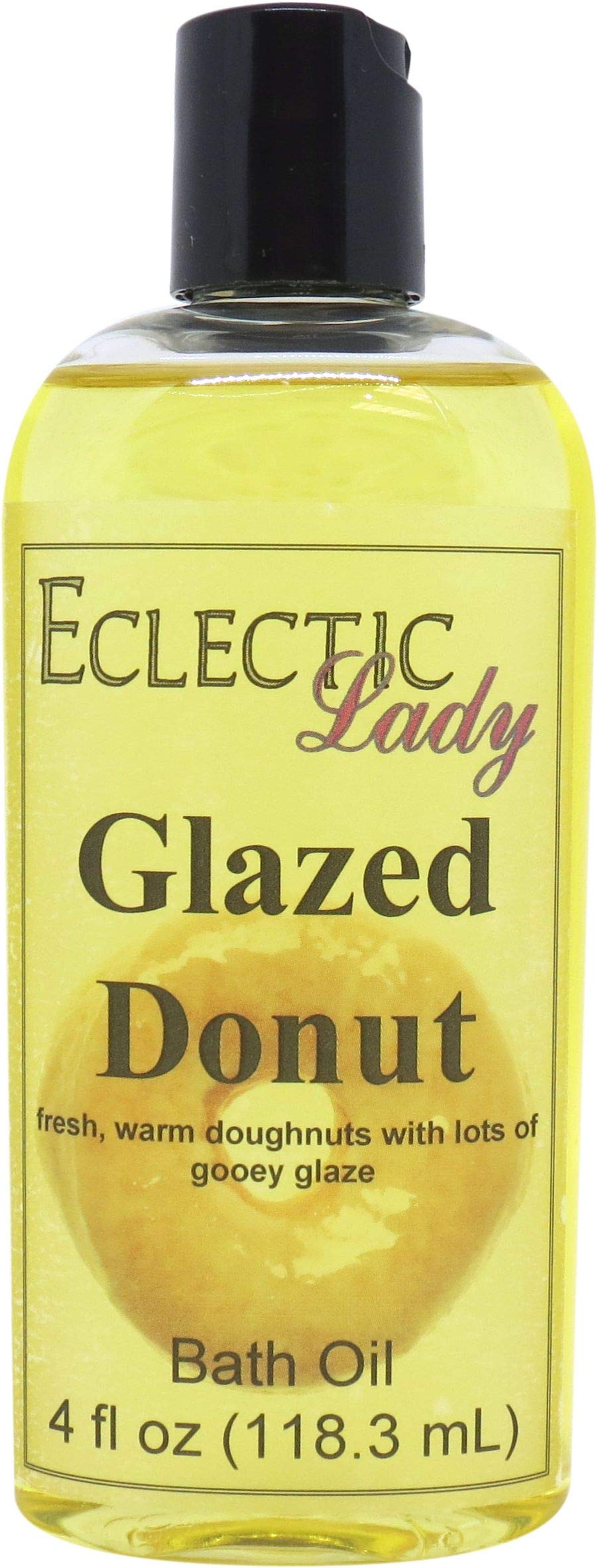 Eclectic Lady Glazed Donut Scented Bath Oil - Relaxing & Moisturizing Body Oil for Dry, Rough & Sensitive Skin - Daily Nourishing Shower Oil (4 oz) - Perfect for Spa Nights, Self-Care Routines & Stress Relief