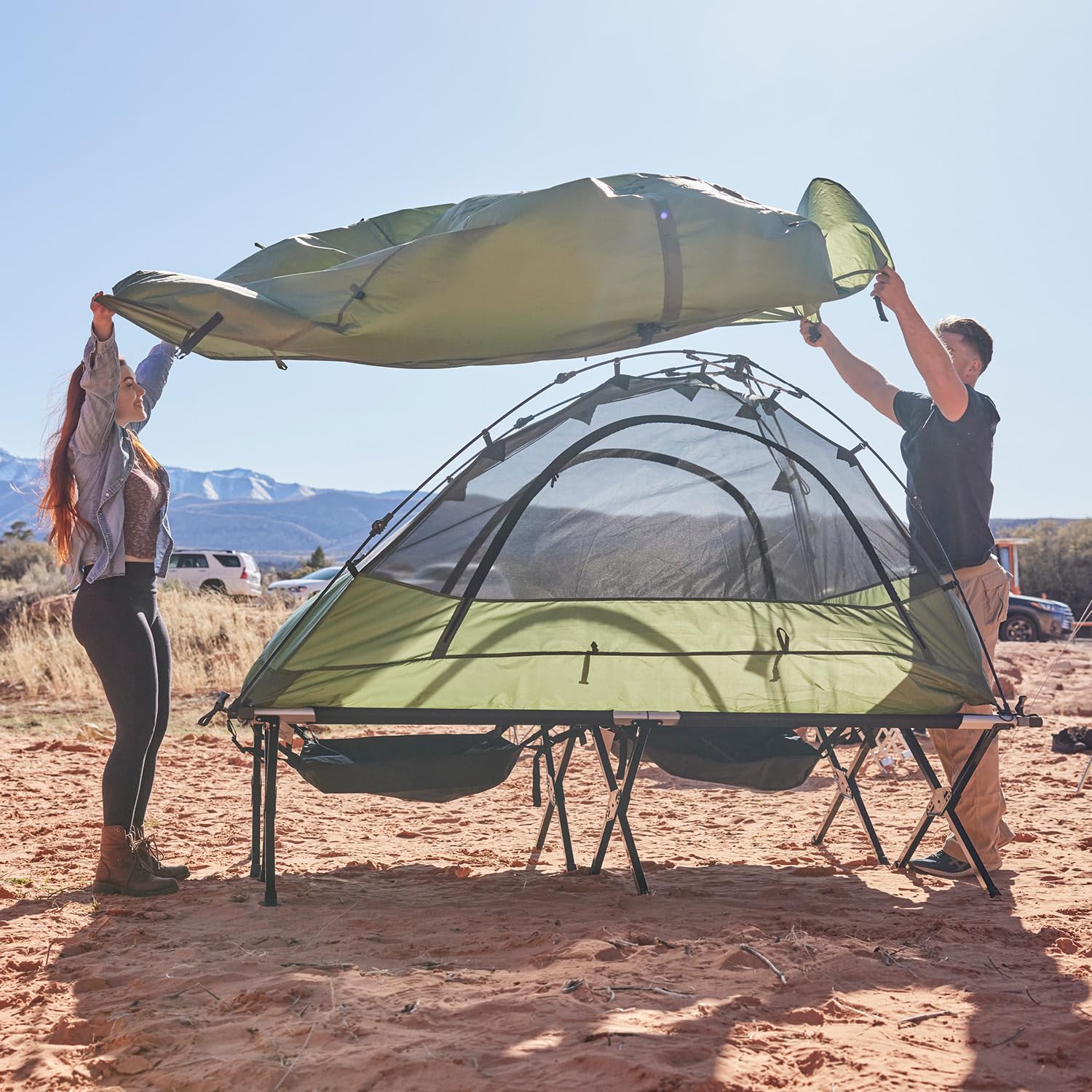 Teton Camping Cot with Patented Pivot Arm - Heavy Duty Folding Cot for Adults, Portable Outdoor Sleeping Bed with Durable Canvas - Perfect for Camping, Hiking, Backpacking & Emergency Preparedness