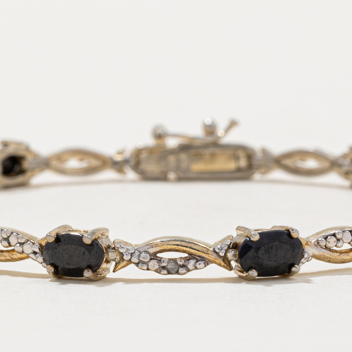 Exquisite 5.00ctw Sapphire & Diamond Tennis Bracelet | 0.01ct Diamond Accents | 7.25