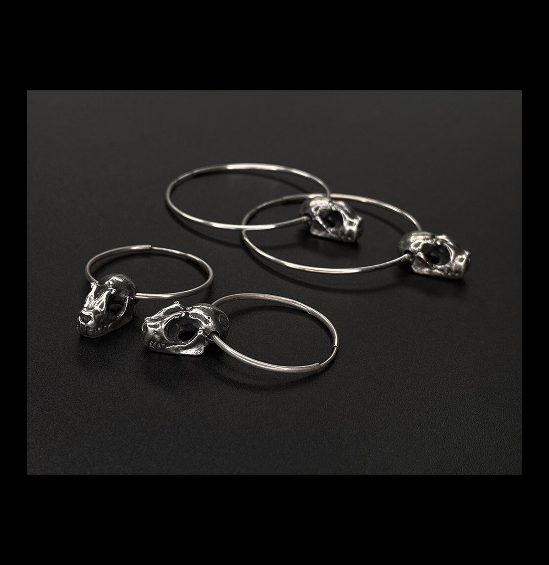 Sterling Silver Bat Skull Hoop Earrings for Women - Gothic Punk Jewelry - Perfect for Halloween, Cosplay & Alternative Fashion