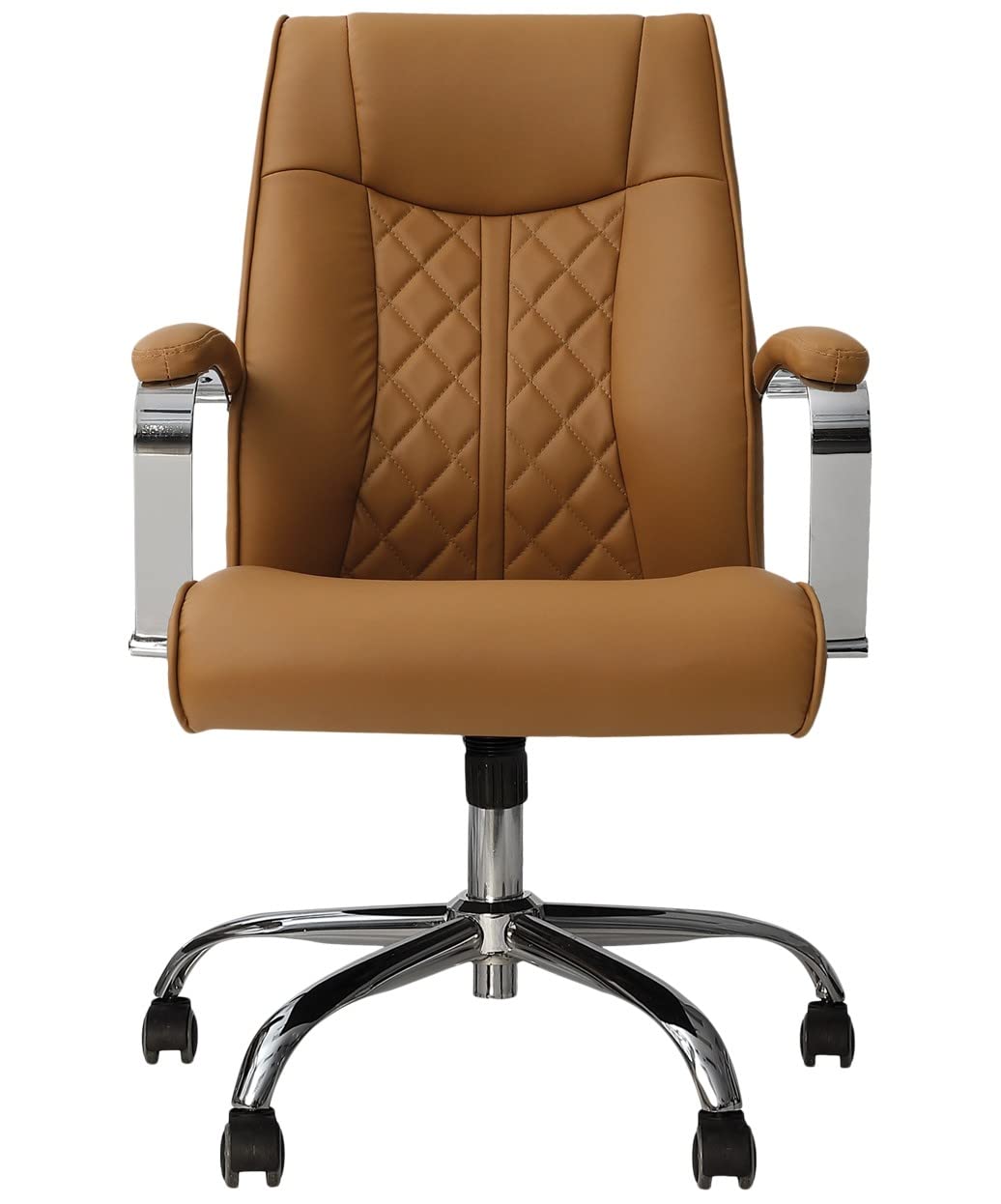 Professional Salon Manicure Chair - J & A Monaco Quilted Leatherette Spa Chair with Gas Lift & 5-Star Chrome Base | Rolling Wheels for Mobility | Perfect for Nail Salons, Spas & Beauty Parlors | JA-WI-MCHAIR-MOC (Mocha)