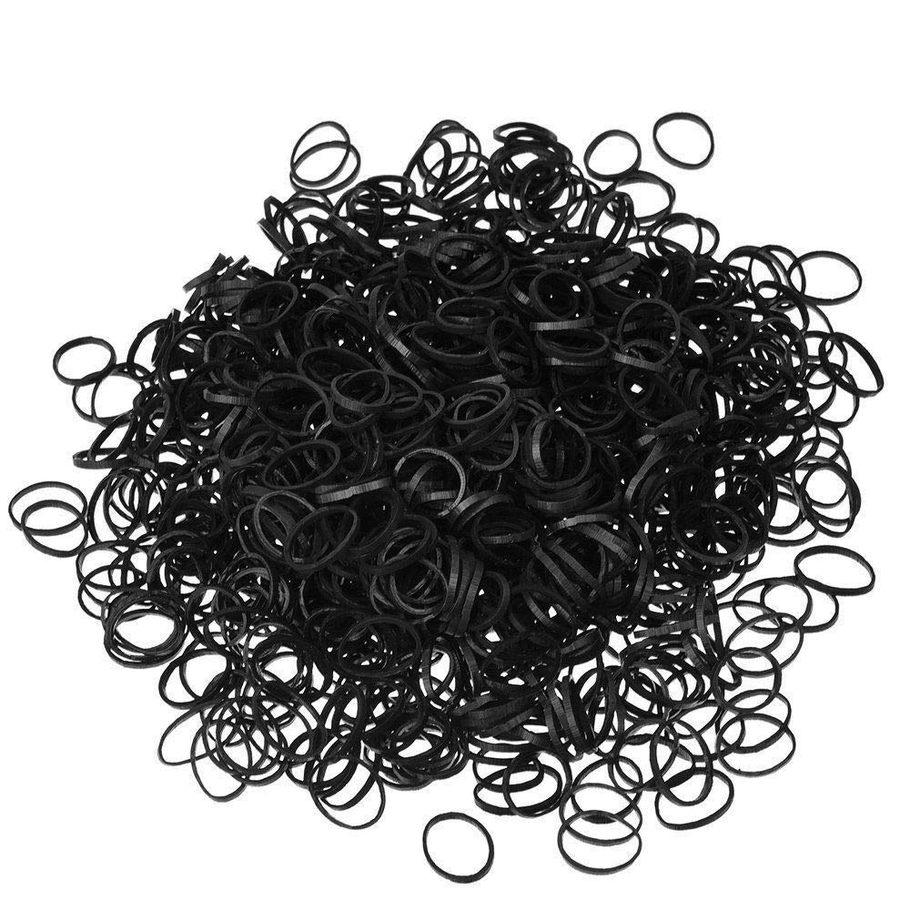 3000 Mini Hair Elastics Rubber Bands for Braids & Plaits - Small No Damage Hair Ties for Women & Girls (Black) - Perfect for Ponytails, Buns & Hairstyling