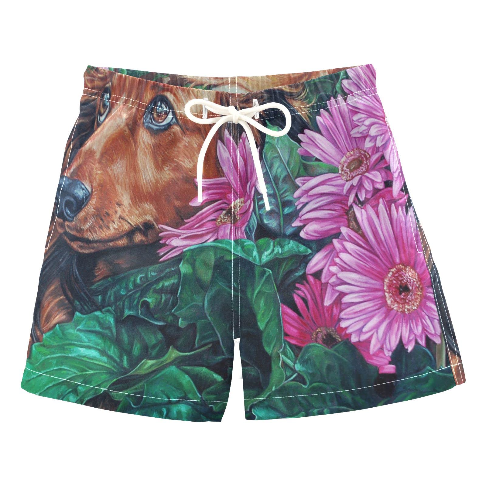 **AMICHIC Boys' Floral Swim Trunks - Quick-Dry Board Shorts for Beach, Surf & Pool - Hawaii Vacation Essentials - Perfect for Swimming, Surfing & Summer Outings**