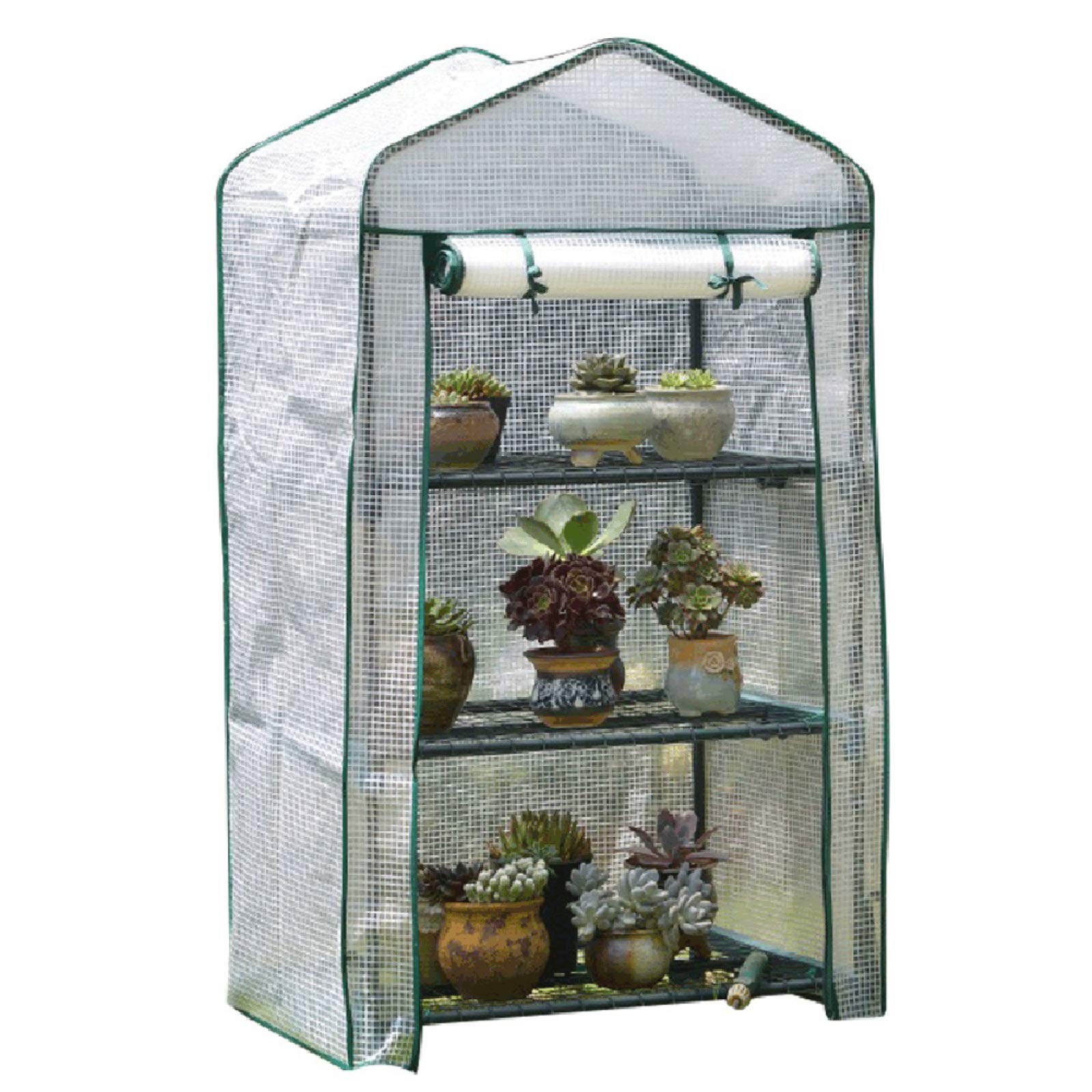 JLDNC 3 Tier Greenhouse with PE Cover & Roll-Up Zipper Door - 27x19x50 Inch Mini Greenhouse for Indoor/Outdoor Gardening, Patio, Yard - Perfect for Seed Starting, Plant Protection & Small Space Gardening