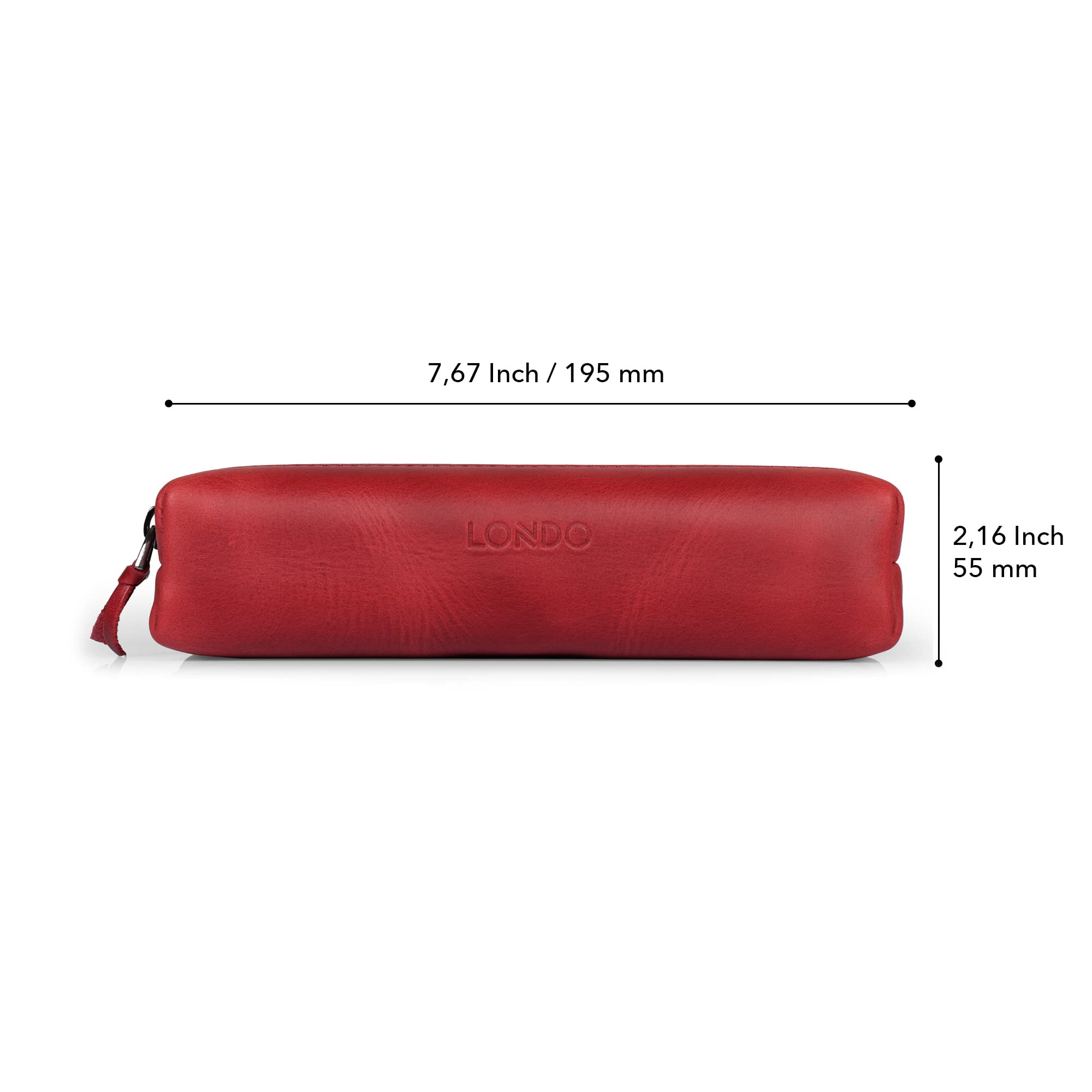 Genuine Leather Pencil Case with Zipper - for School & Office Use