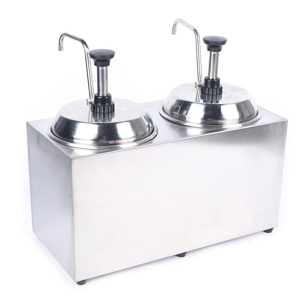 Commercial Electric Nacho Cheese Dispenser Warmer - 2X 2.1Qt Dual Hot Fudge Warmer with 1600W Power & 86-230℉ Adjustable Temperature - Perfect for Cheese Sauce, Caramel, Chocolate in Movie Theaters, Restaurants & Catering Events