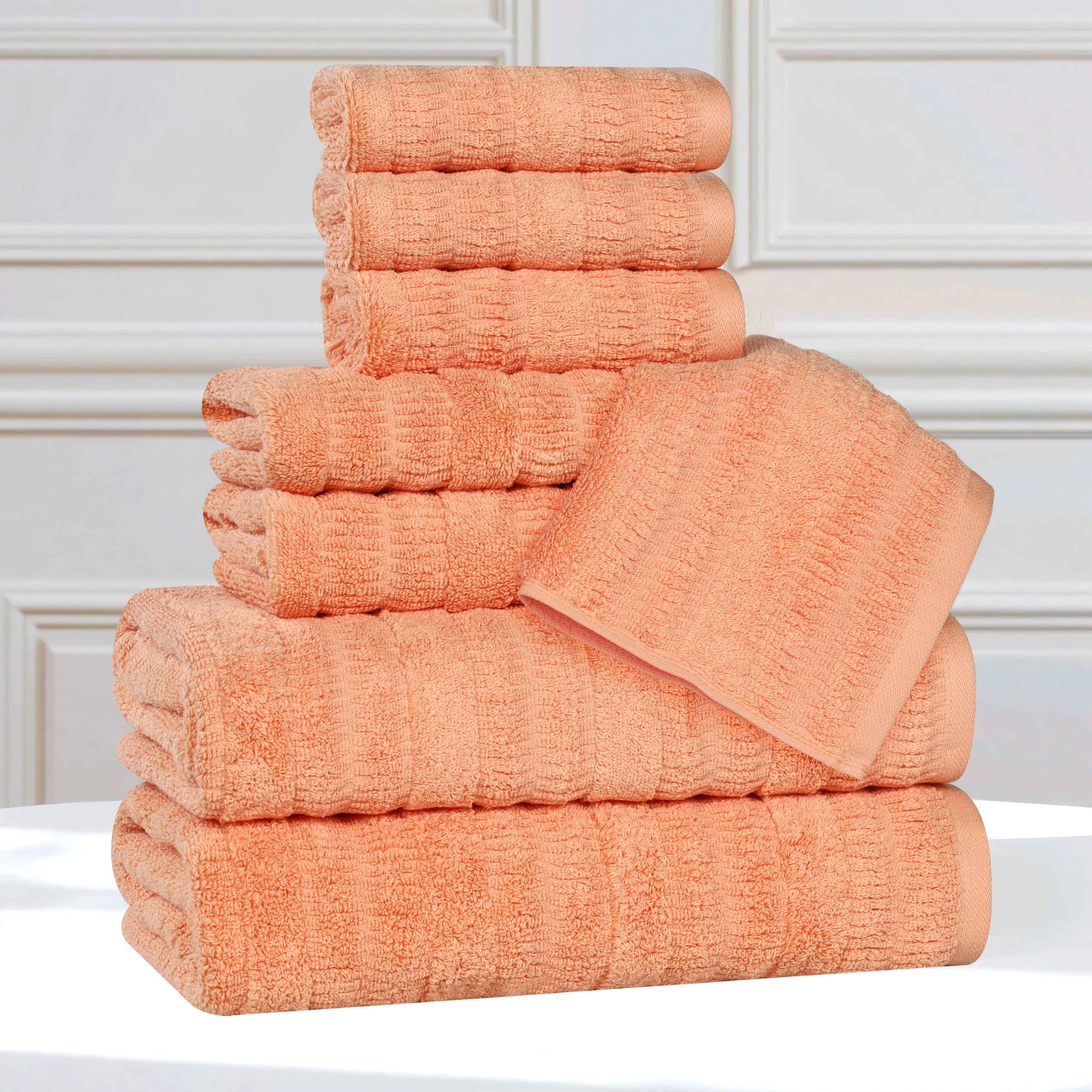 Mika Smart Twist Cotton 8-Piece Towel Set - Soft, Absorbent & Quick-Drying Bath Towels for Spa, Gym & Luxury Home Use