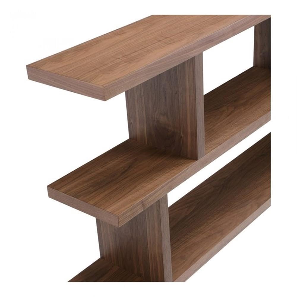 BOWERY HILL 2-Shelf Modern Brown Veneer Wood Bookcase - Stylish Storage for Living Room, Office & Bedroom - Space-Saving Bookshelf for Home Decor