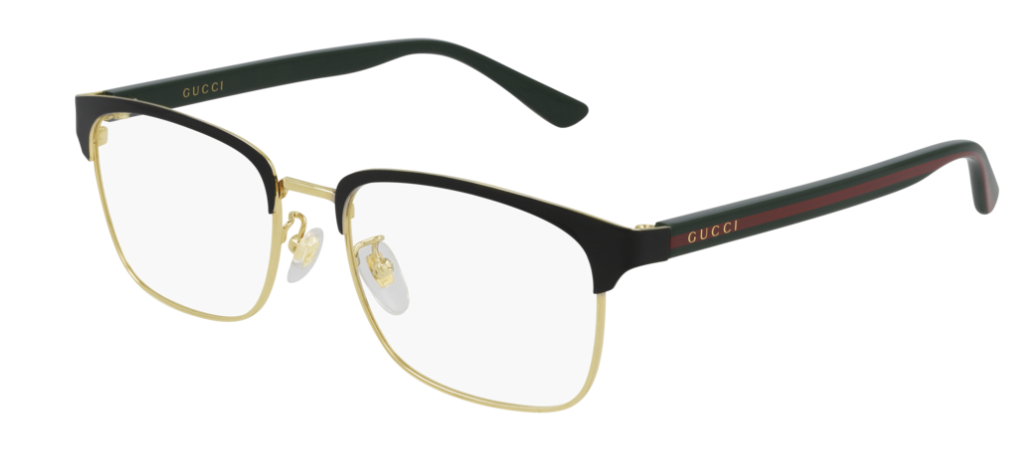 Gucci GG 0934OA 001 Black Gold Green Square Men's Eyeglasses - Stylish Designer Frames for Business & Casual Wear