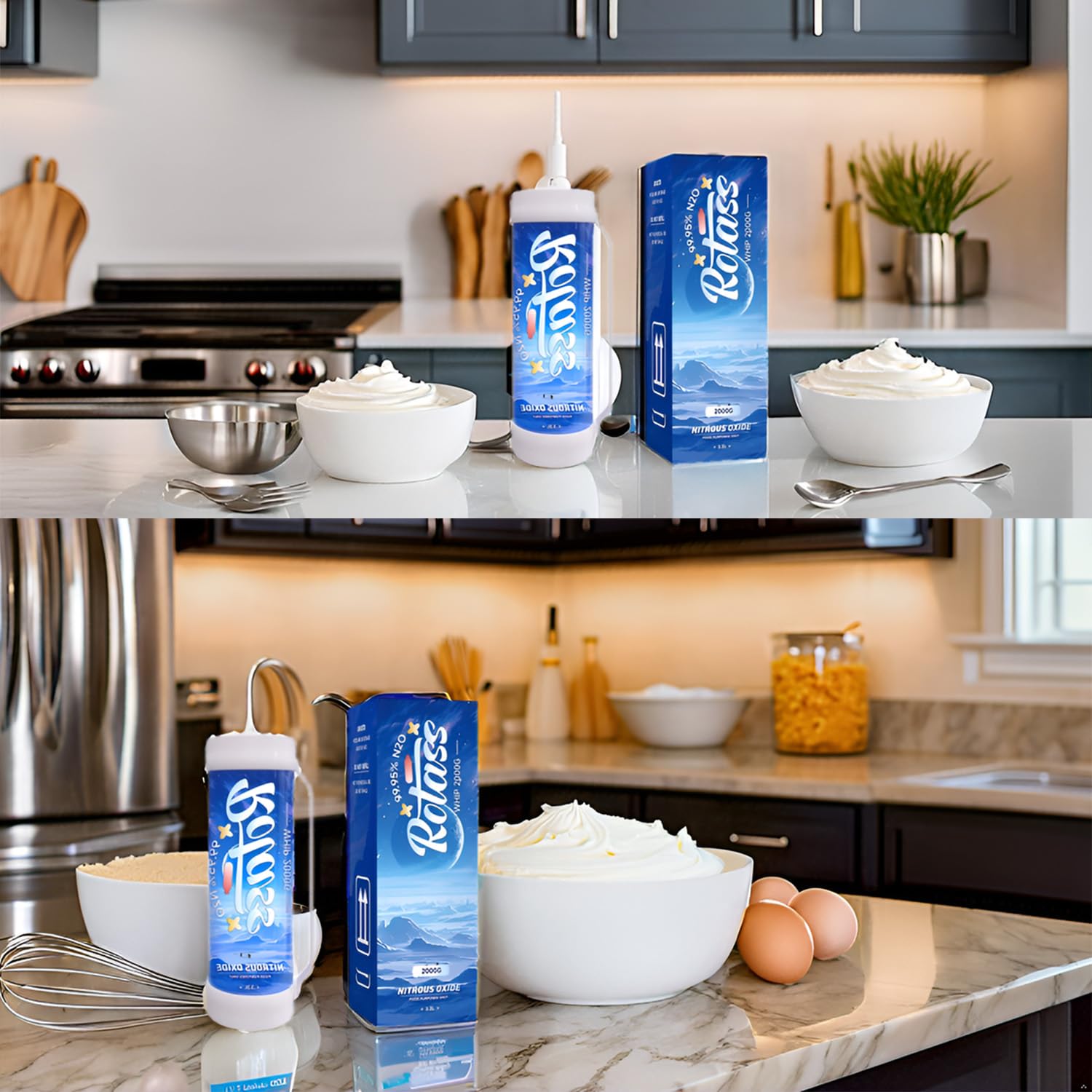 Ultra Pure Whipped Cream Dispenser for Cooking - 2 Pack (2000g) | Perfect for Desserts, Coffee Toppings & Baking at Home