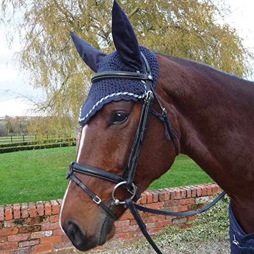 Mark Todd Crochet Fly Veil Full Size Black - Breathable Horse Fly Mask for Summer Riding & Show Protection - Perfect for Equestrian Training, Trail Rides, and Competition