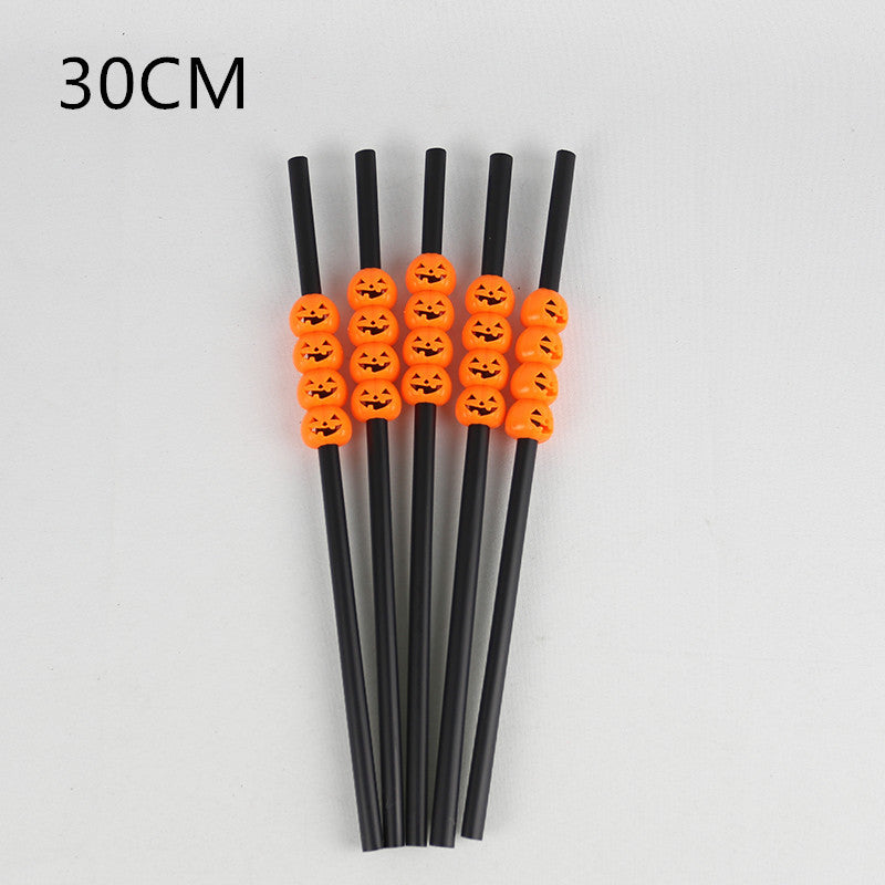 Halloween Plastic Straws - Spooky Party Drinking Straws for Halloween Decorations & Themed Events