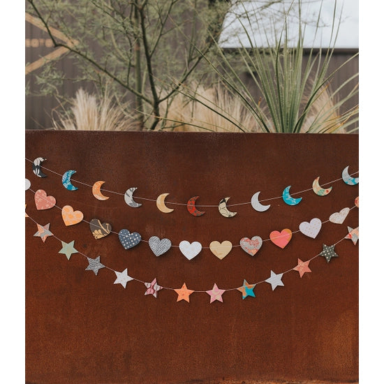 Shiny Metallic Cotton Heart Garland Decor - Valentine's Day, Wedding, Baby Shower & Home Party Decoration
