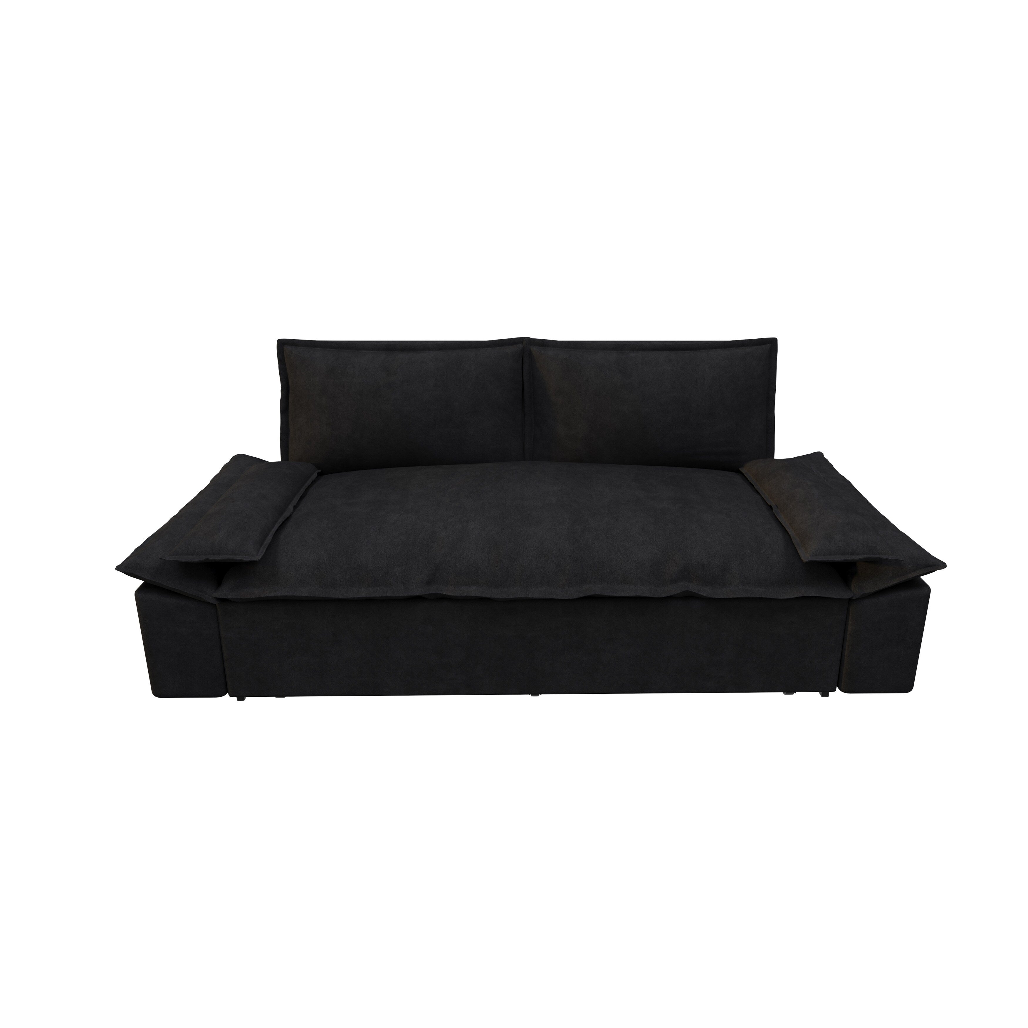 3 in 1 Convertible Sleeper Sofa Bed - Queen Size Pull Out Couch with Velvet Upholstery & Pillows - Space Saving Furniture for Small Apartments, Guest Rooms & Home Offices