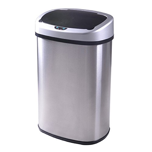 13-Gallon Automatic Touch-Free Sensor Trash Can - Stainless Steel Kitchen Wastebasket with Motion Sensor, Hands-Free Operation for Home, Office & Restaurant Use