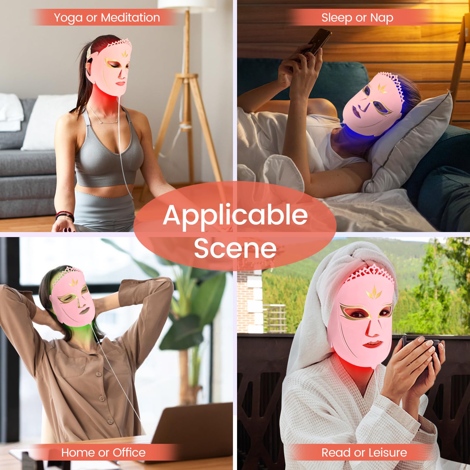 7-Color LED Light Therapy Mask for Face - Red & Blue Light Facial Skin Care Device for Collagen Production & Anti-Aging | At-Home Spa Treatment & Professional Skincare Solution
