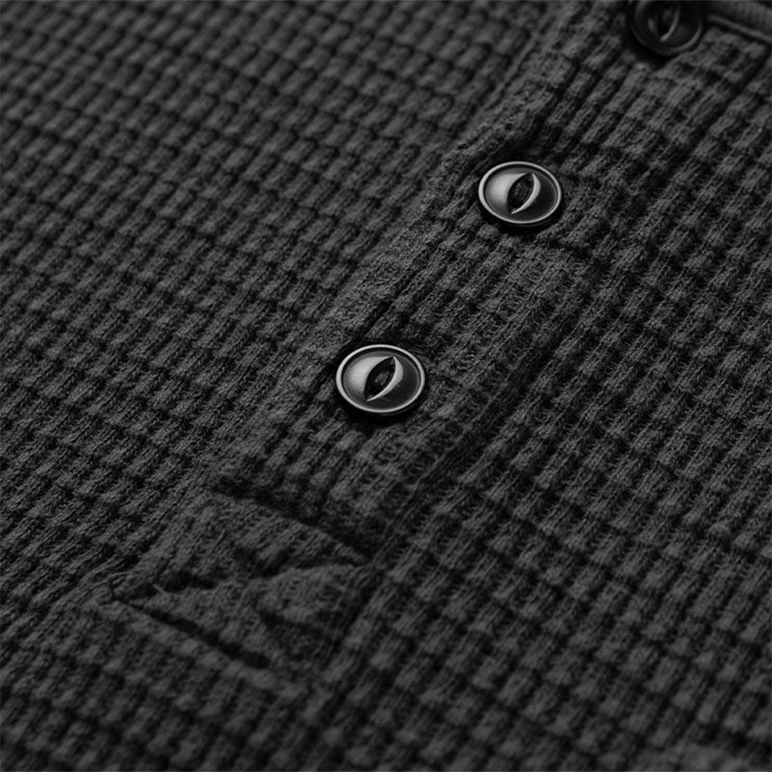 Seager Sawpit Long Sleeve Henley Thermal Shirt for Men - Black | Warm & Comfortable Winter Layering for Outdoor Activities & Casual Wear