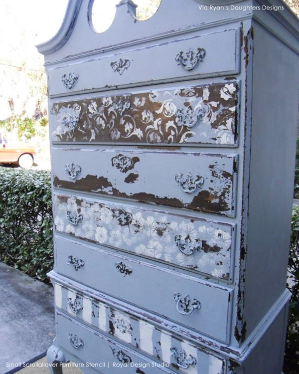 Scrollallover Furniture Stencil - Reusable DIY Wood Stencils for Painting & Decorating - Perfect for Home Decor, Cabinets, Walls, and DIY Craft Projects